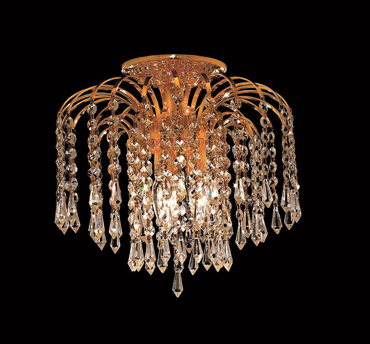 Falls 3 Light 12 inch Gold Flush Mount Ceiling Light in Royal Cut