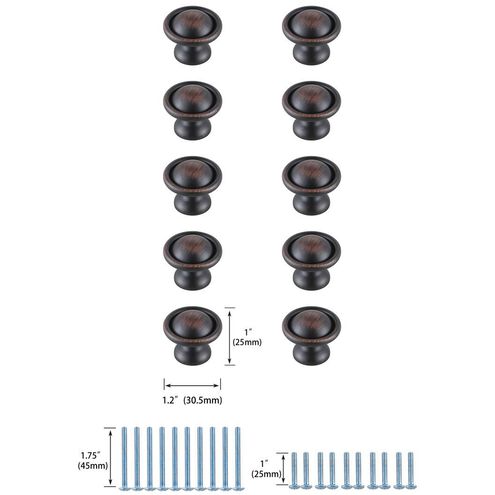 Kadea Oil-Rubbed Bronze Hardware Cabinet Knob, Set of 10