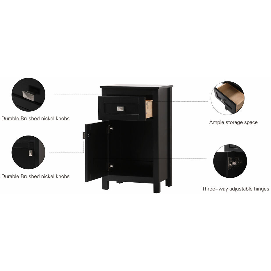 Adian Black Bathroom Storage Cabinet