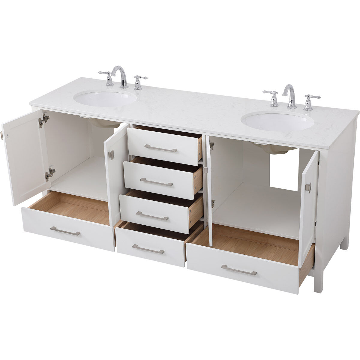 Irene 72 X 22 X 34 inch White Vanity Sink Set