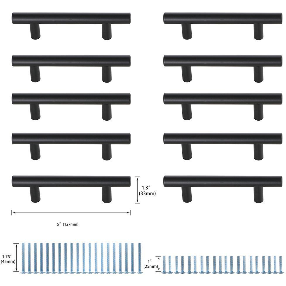 Quinn Matte Black Hardware Drawer Pull, Set of 10