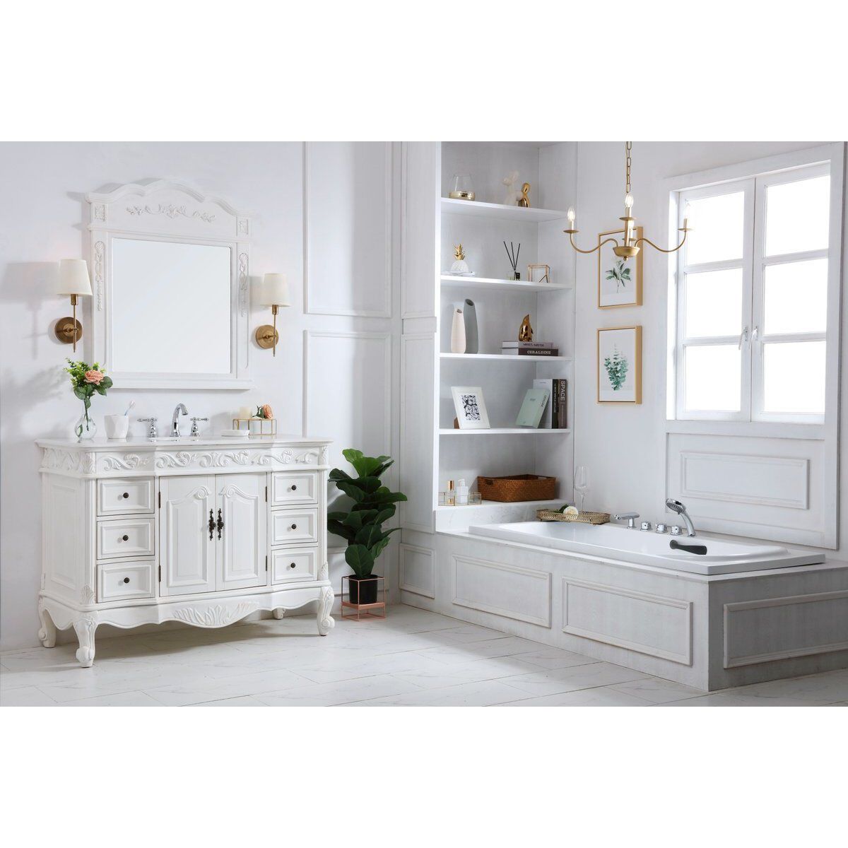 Oakland 48 X 22 X 36 inch Antique White Vanity Sink Set
