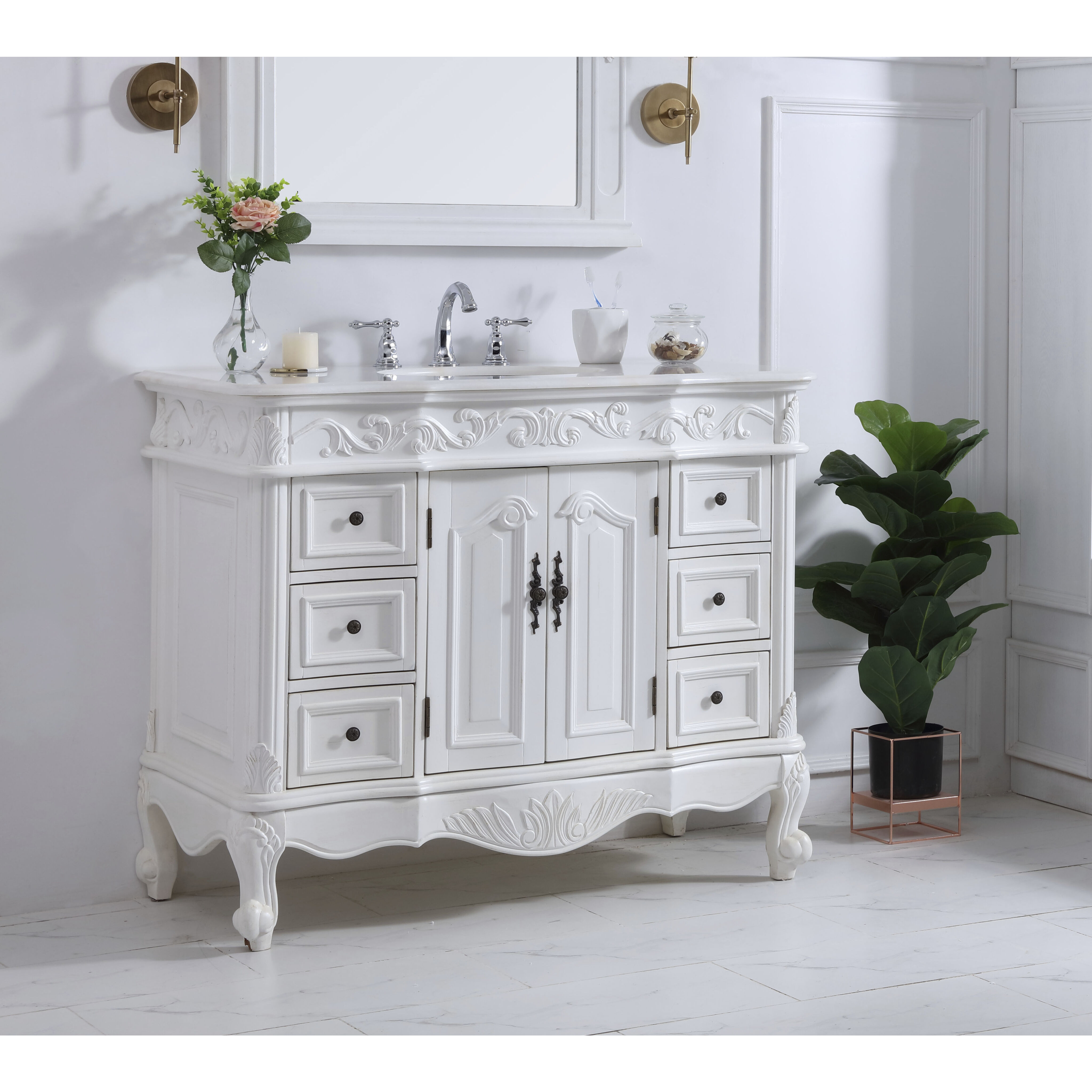 Oakland 84 X 22 X 72 inch Antique White Vanity Sink Set