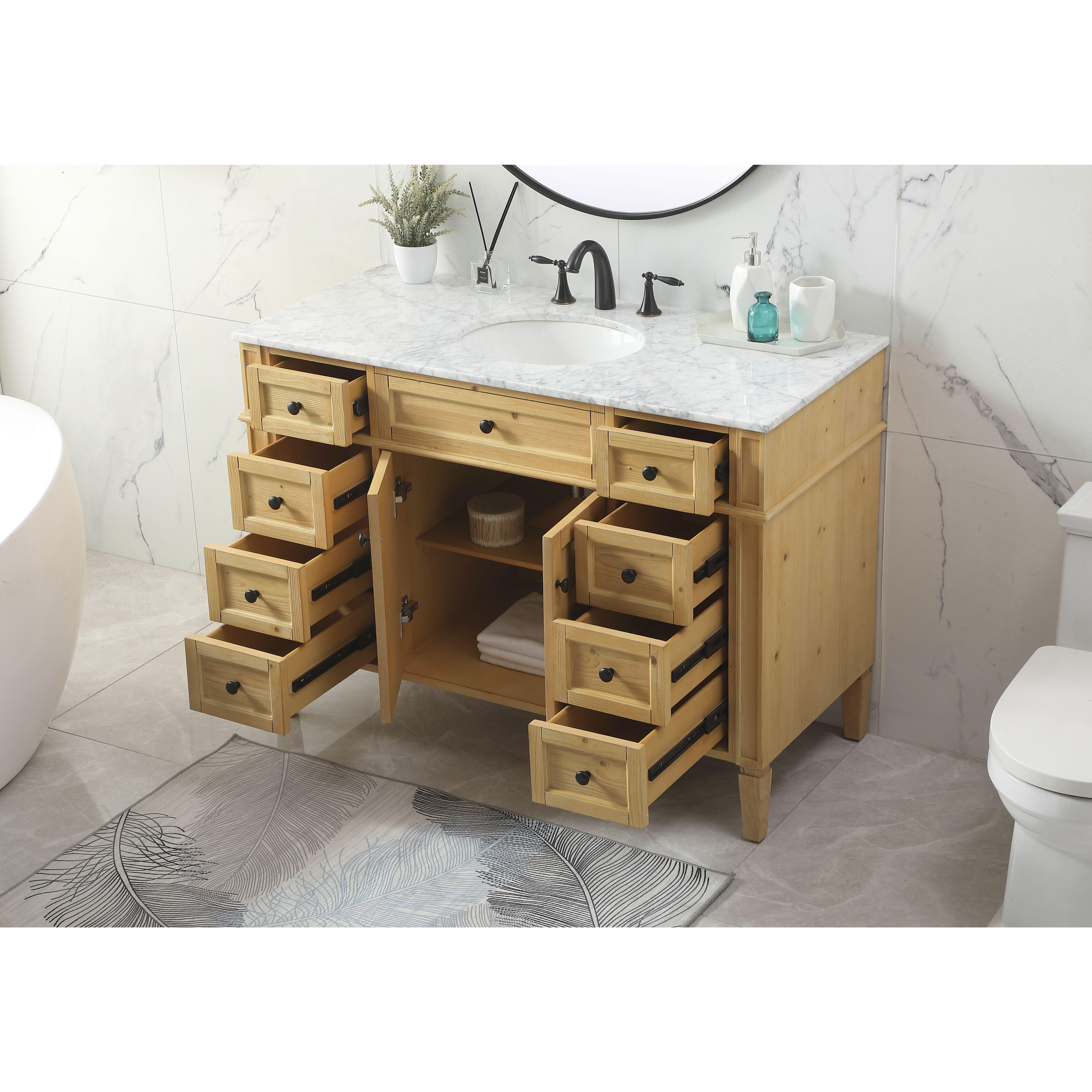 Park Avenue 48 X 21.5 X 35 inch Natural Wood Vanity Sink Set