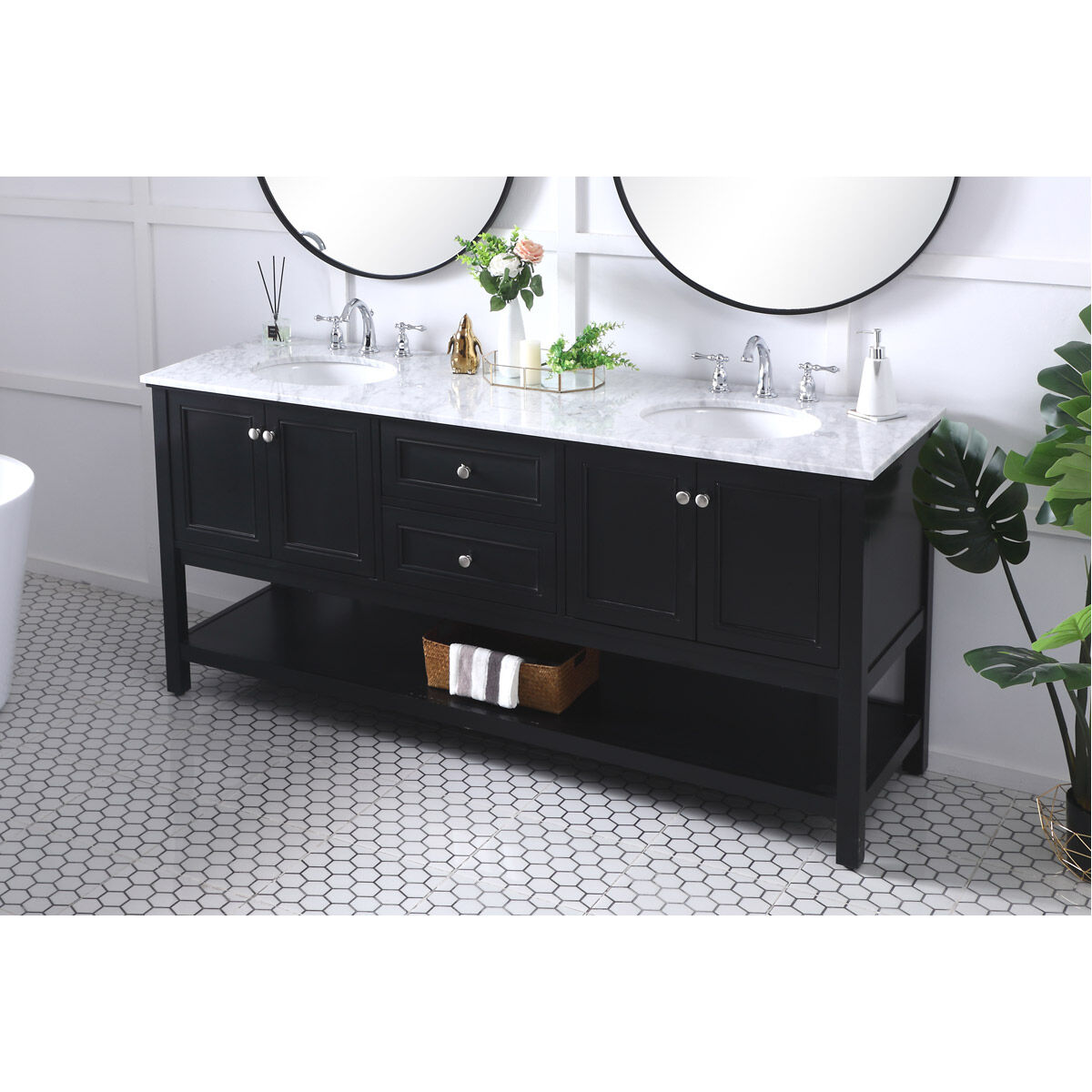 Metropolis 72 X 22 X 34 inch Black Vanity Sink Set
