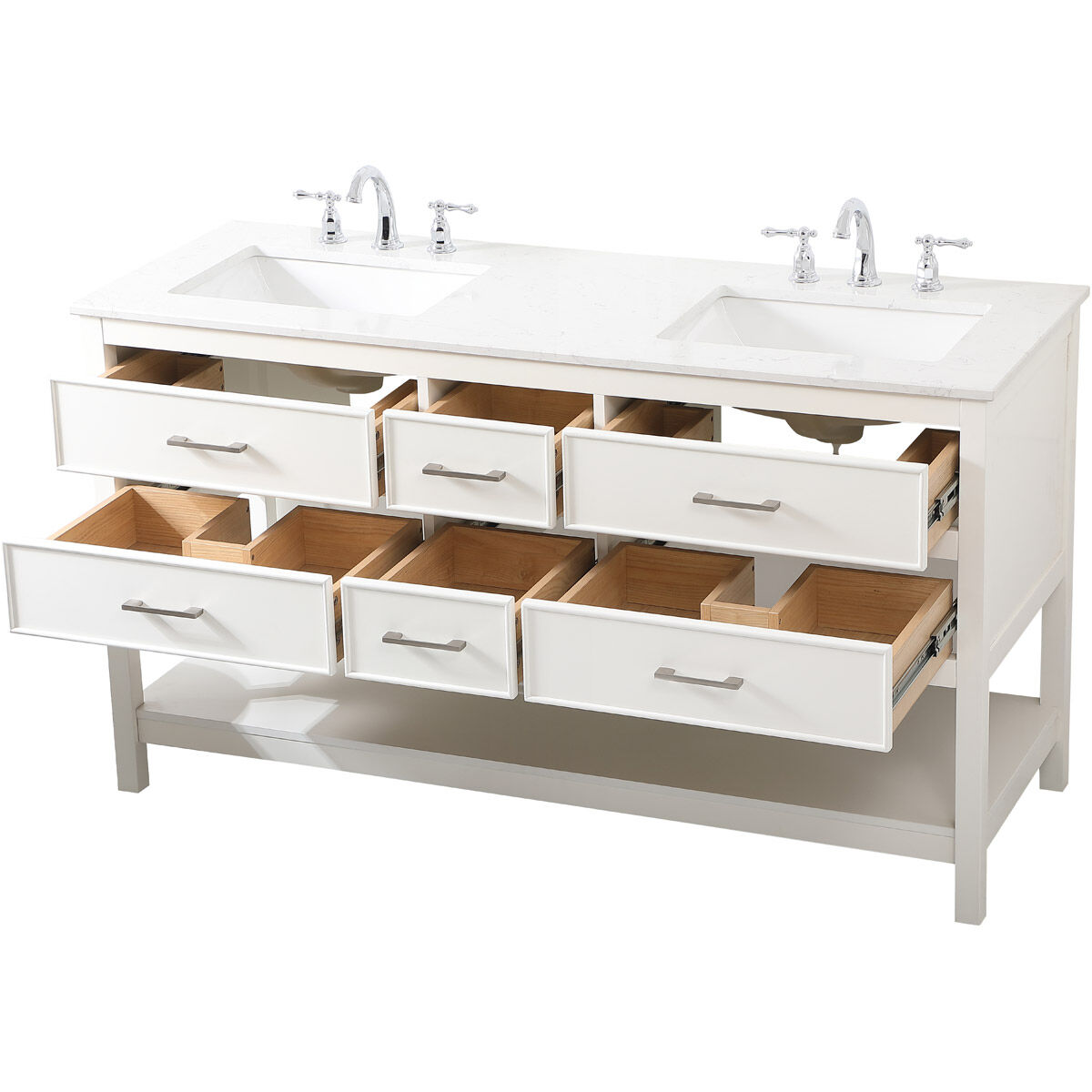 Sinclaire 60 X 22 X 34 inch White Vanity Sink Set