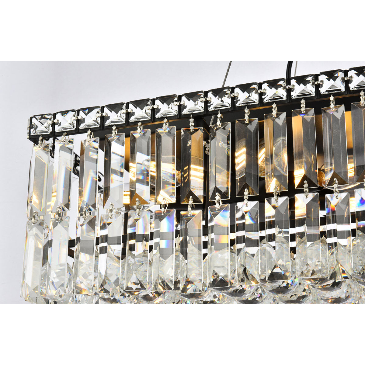 Maxime 16 Light 28 inch Black and Clear Linear Chandelier Ceiling Light in Royal Cut