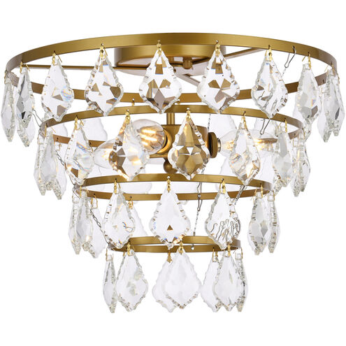 Ella 3 Light 14 inch Brass Flush Mount Ceiling Light