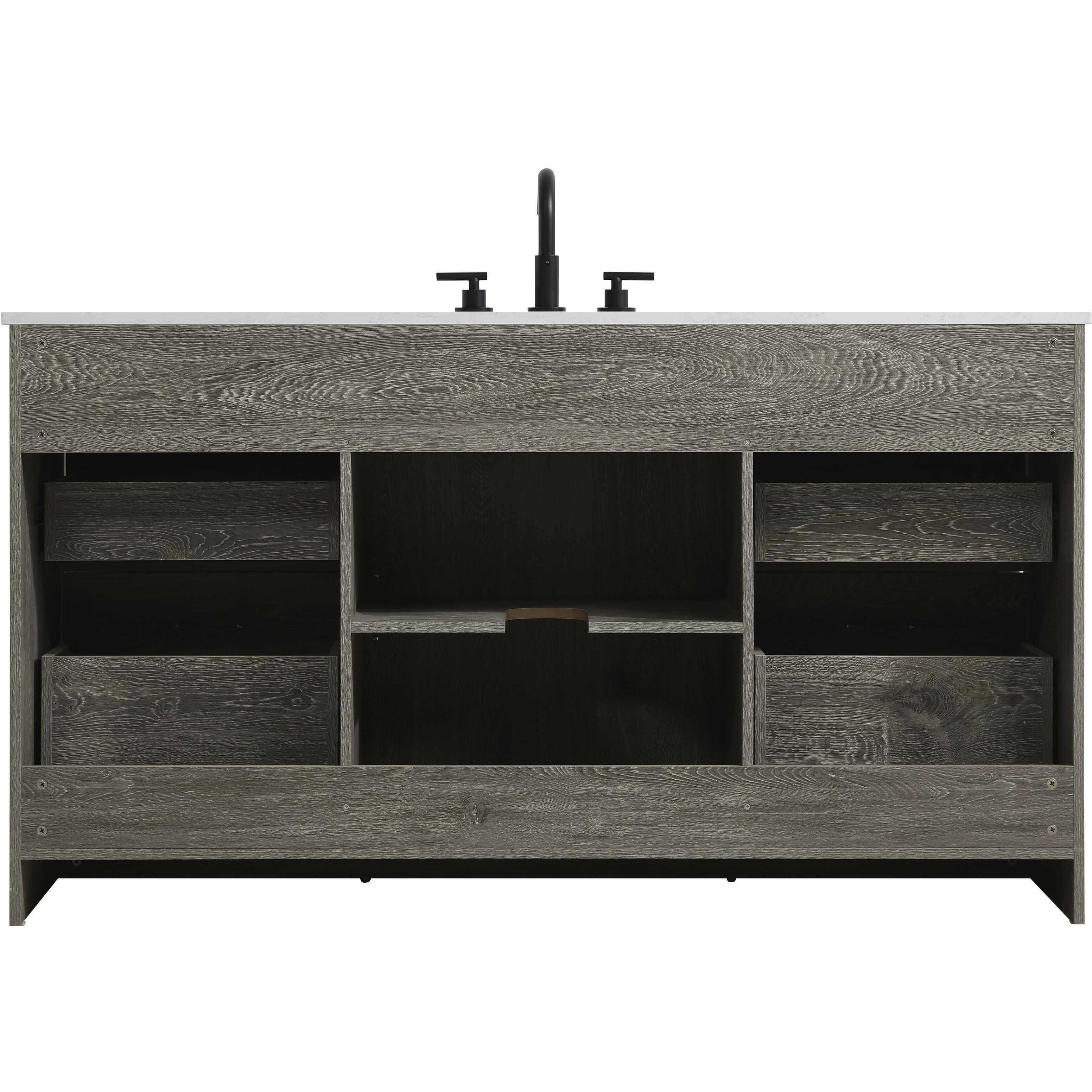 Austin 60 X 34 inch Rustic Grey Bathroom Vanity Cabinet