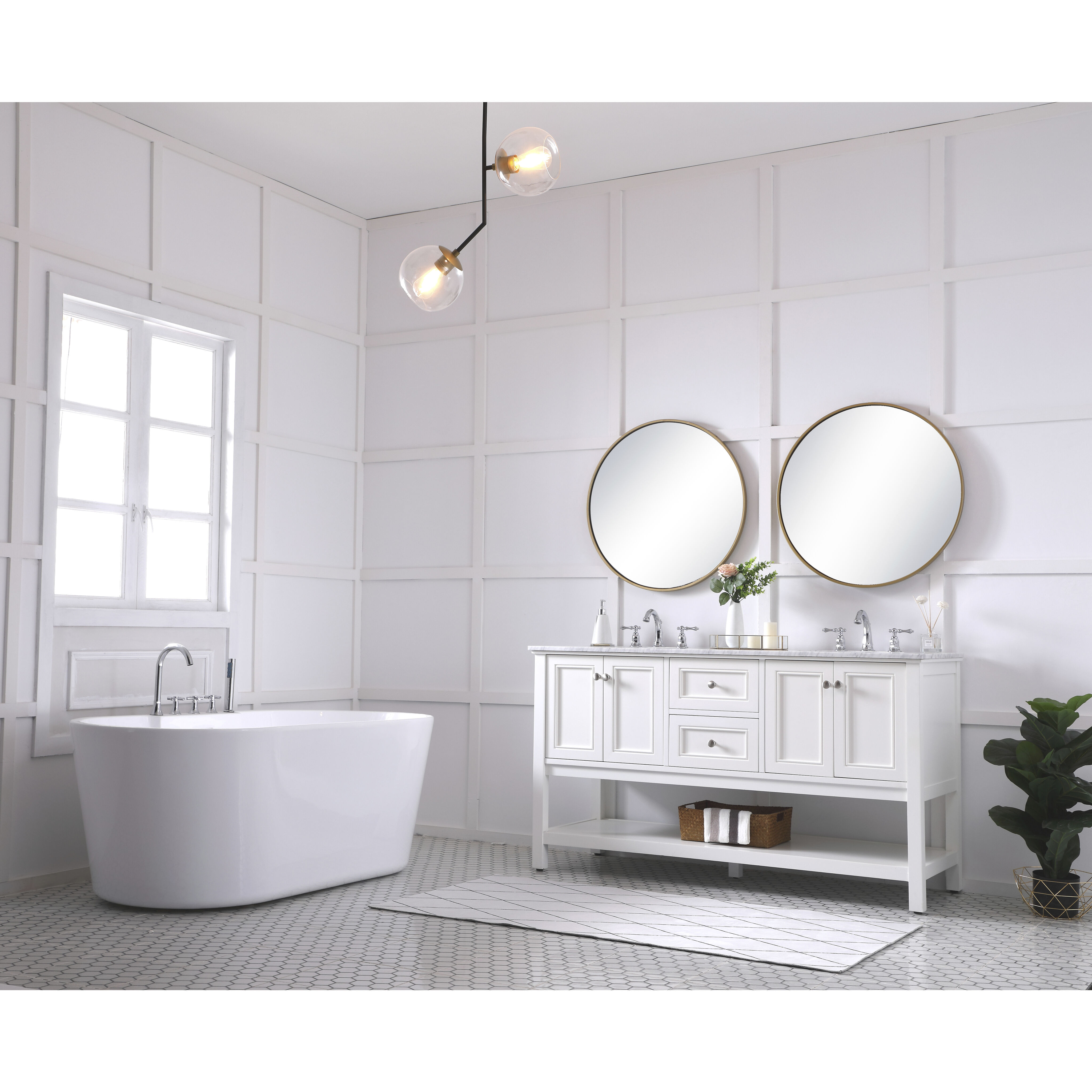 Metropolis 60 X 22 X 34 inch White Vanity Sink Set