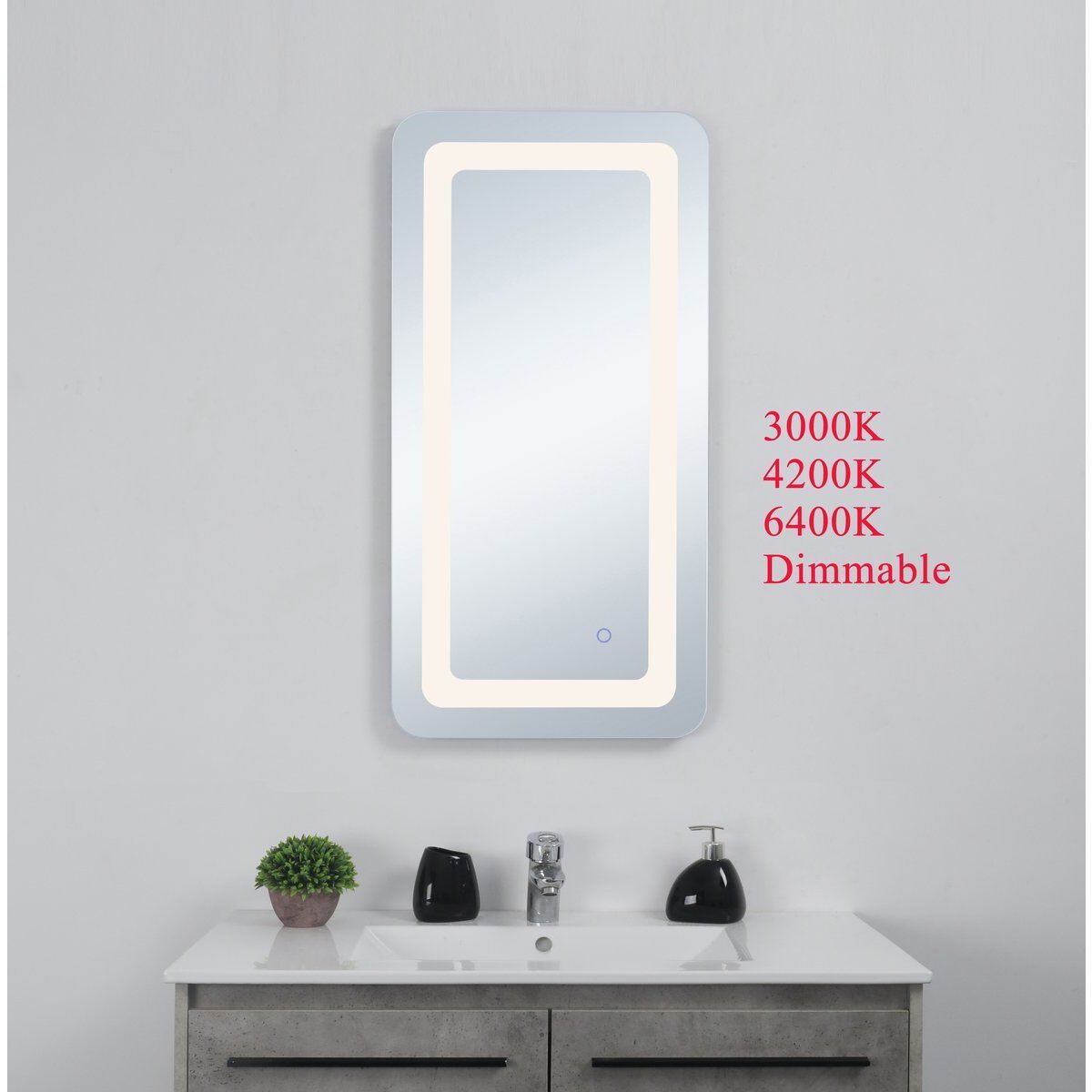 Genesis 36 X 18 inch Glossy White LED Mirror