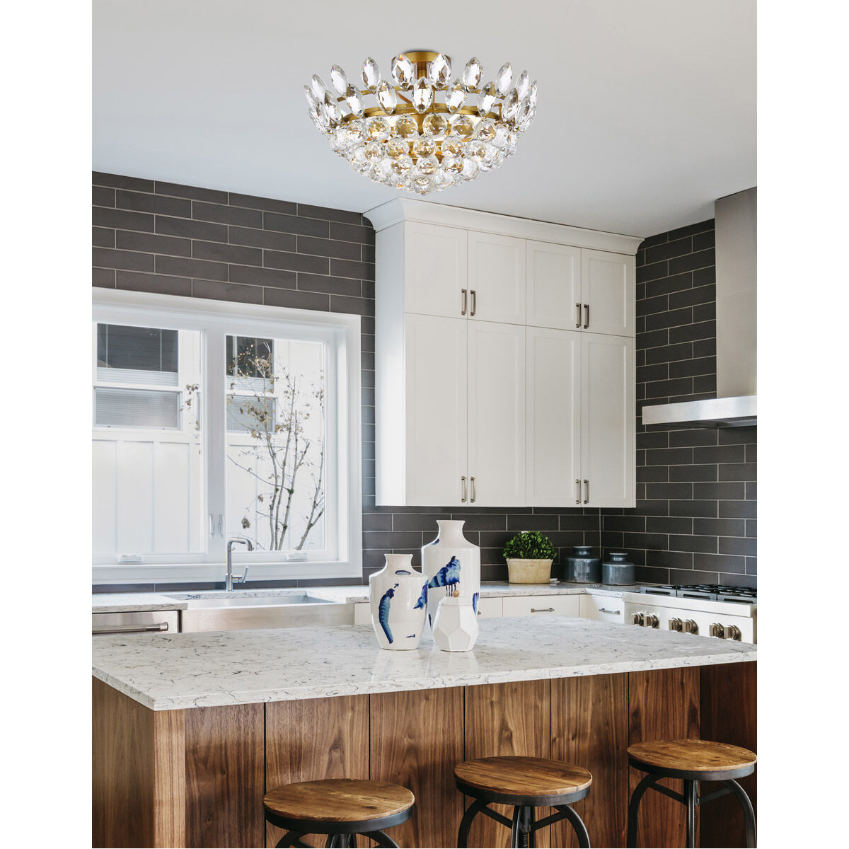 Emilia 5 Light 18 inch Brass Flush Mount Ceiling Light