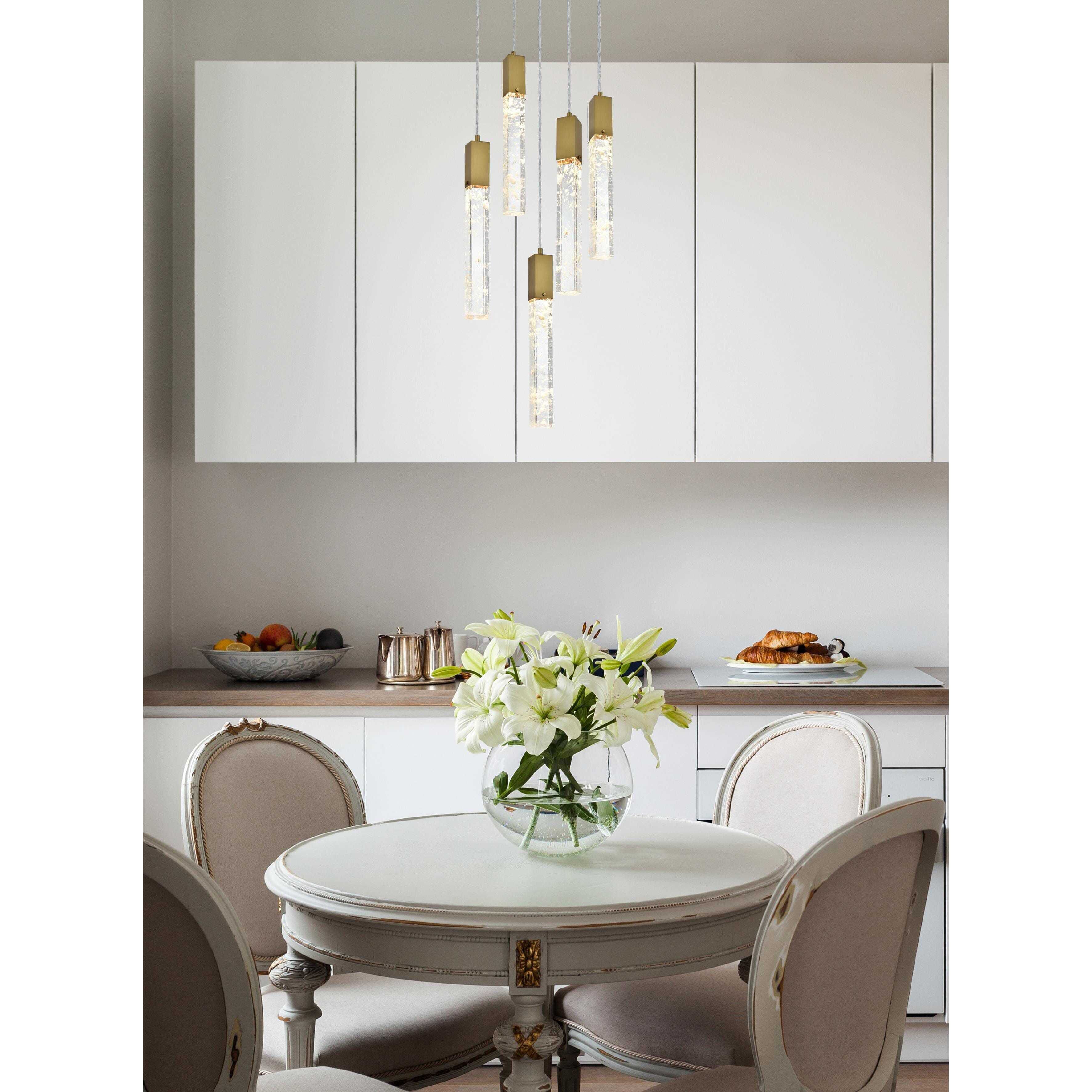 Aurora 5 Light 20 inch Satin Gold Chandelier Ceiling Light