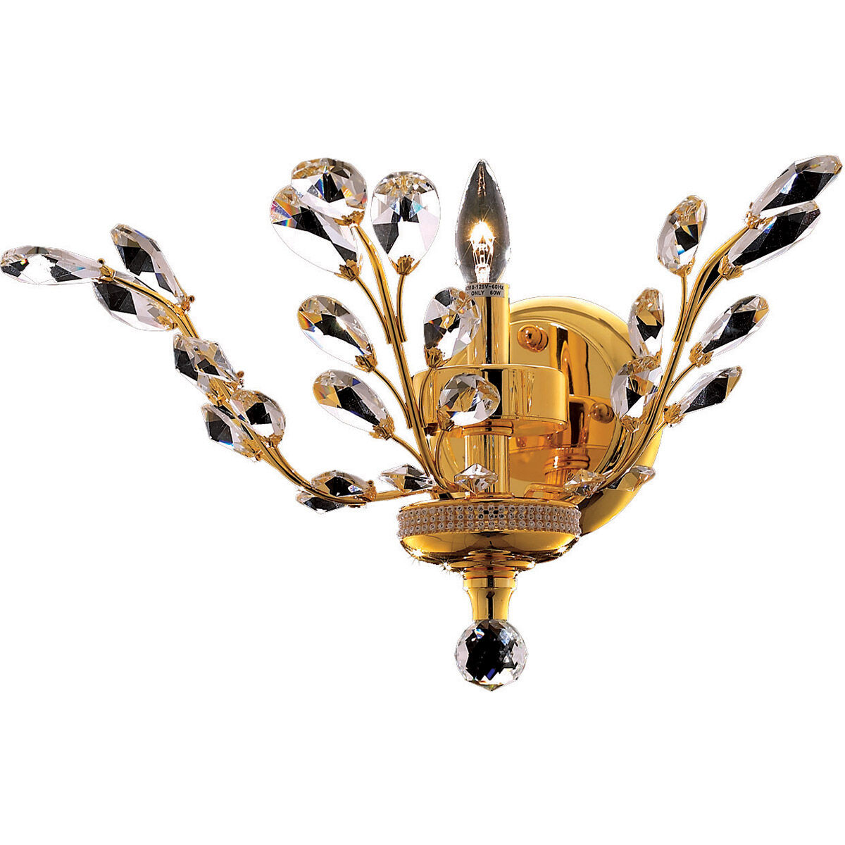 Orchid 1 Light 16 inch Gold Wall Sconce Wall Light in Royal Cut