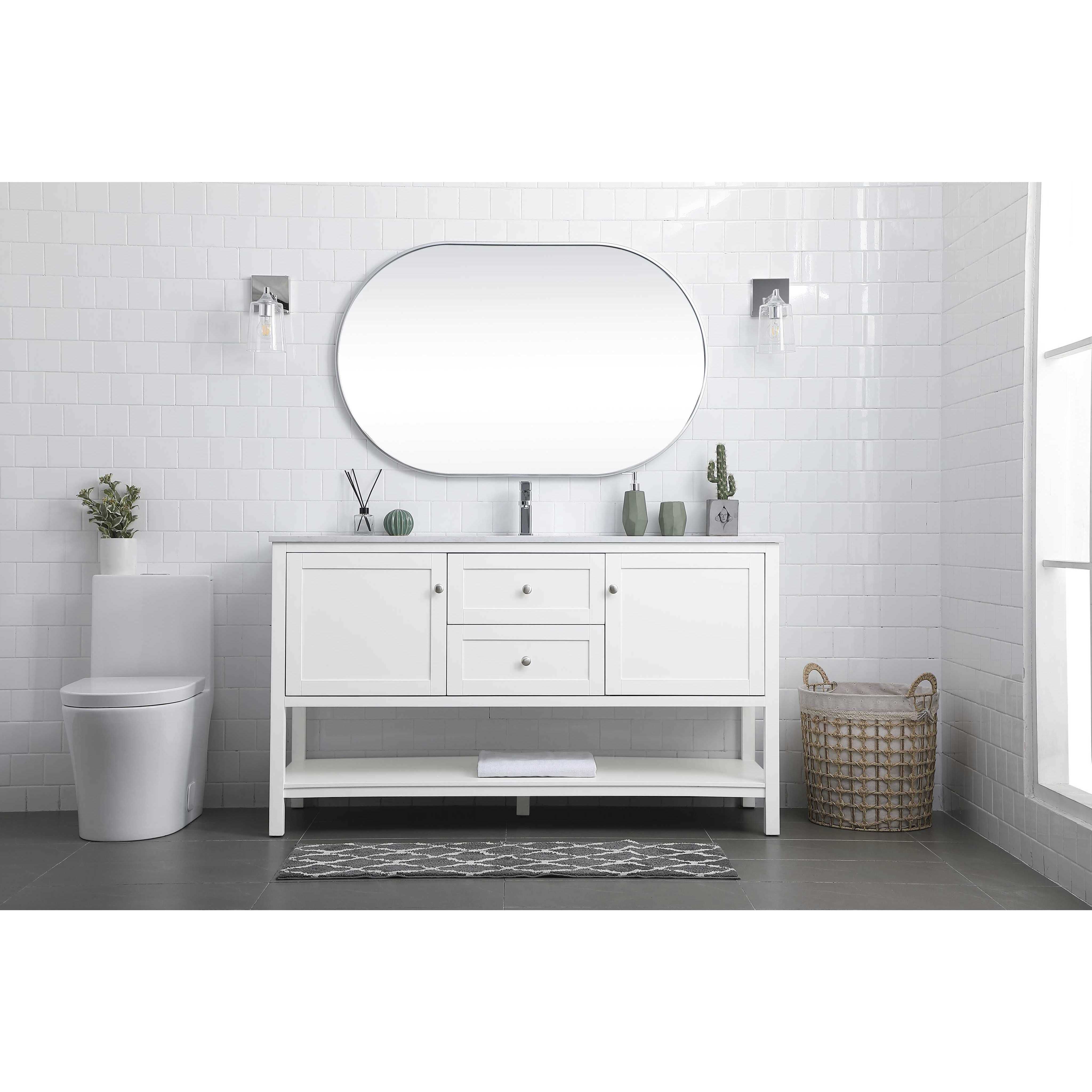 Heath 60 X 21.5 X 35 inch White Vanity Sink Set