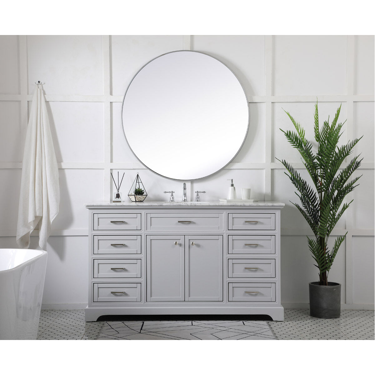 Americana 60 X 21.5 X 35 inch Grey Vanity Sink Set in Gray