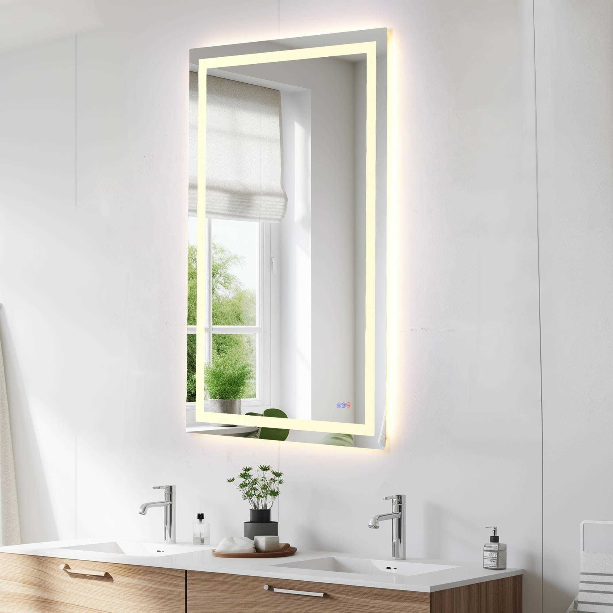 Riven 60 X 36 inch White LED Mirror