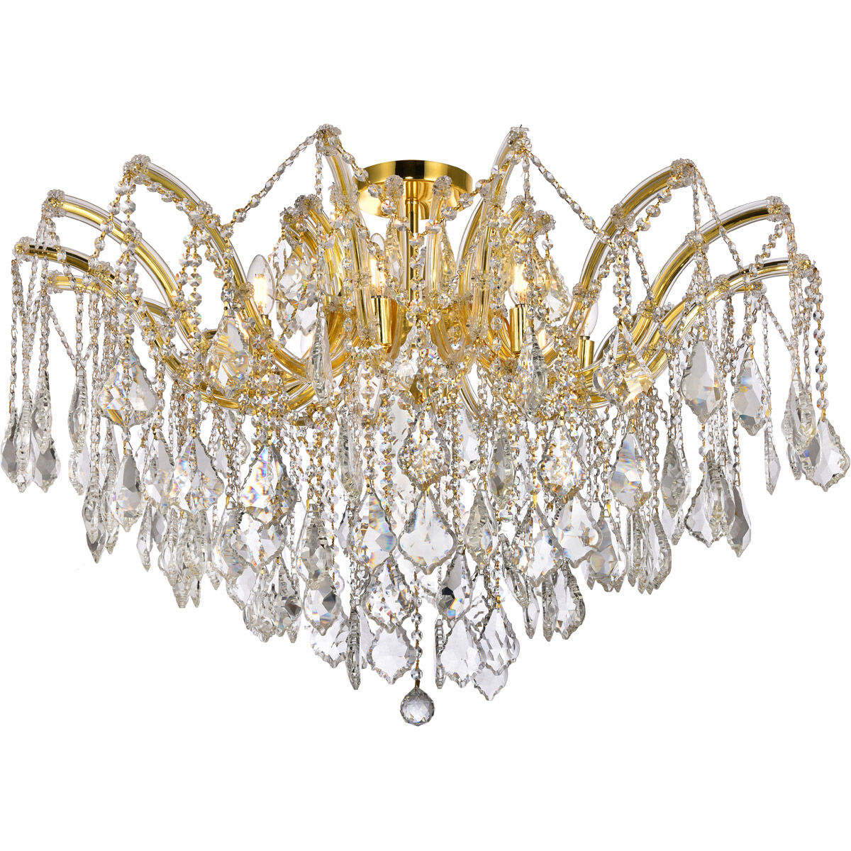 Maria Theresa 8 Light 36 inch Gold Flush Mount Ceiling Light in Royal Cut