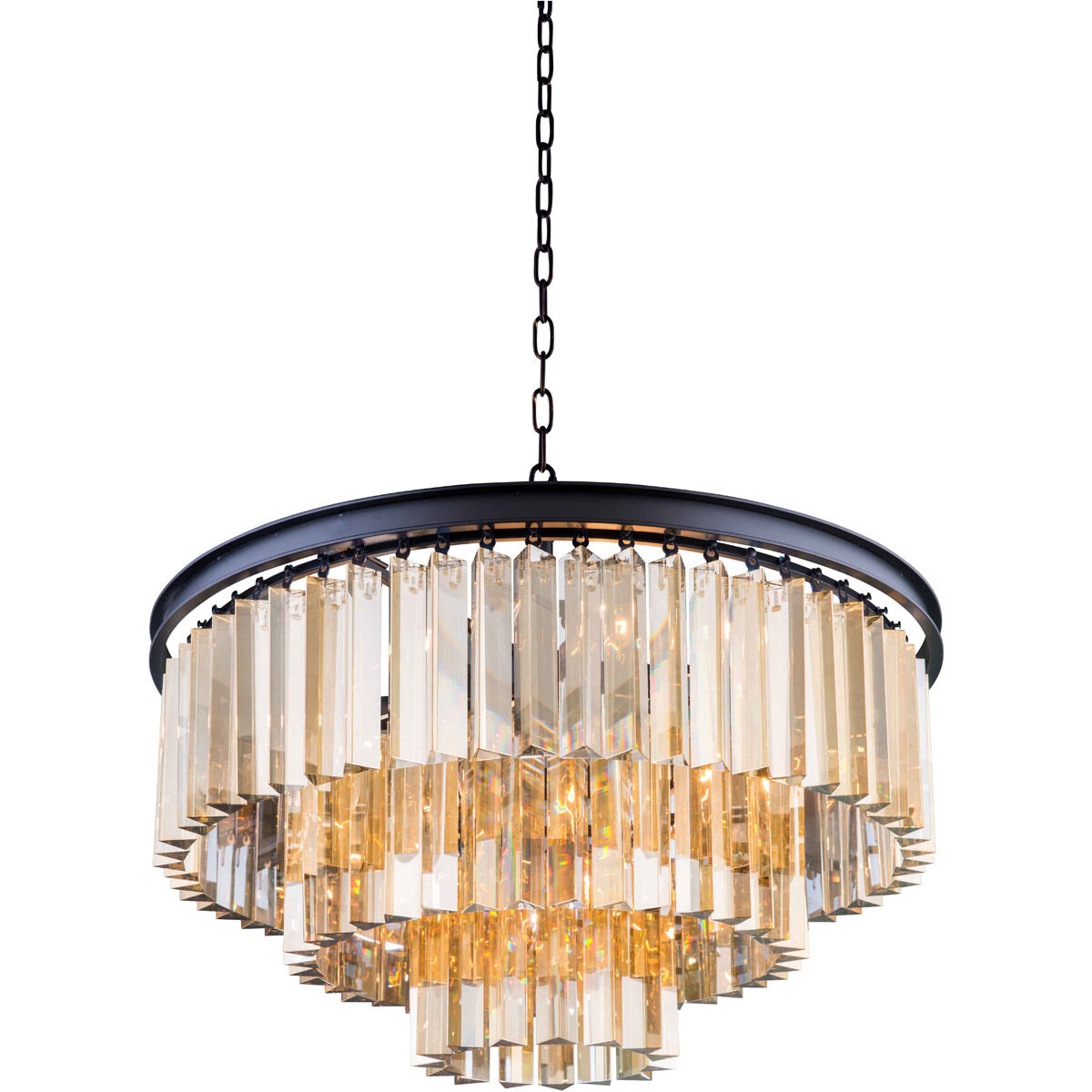 Sydney 9 Light 26 inch Matte Black Chandelier Ceiling Light in Golden Teak, Urban Classic