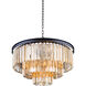 Sydney 9 Light 26 inch Matte Black Chandelier Ceiling Light in Golden Teak, Urban Classic