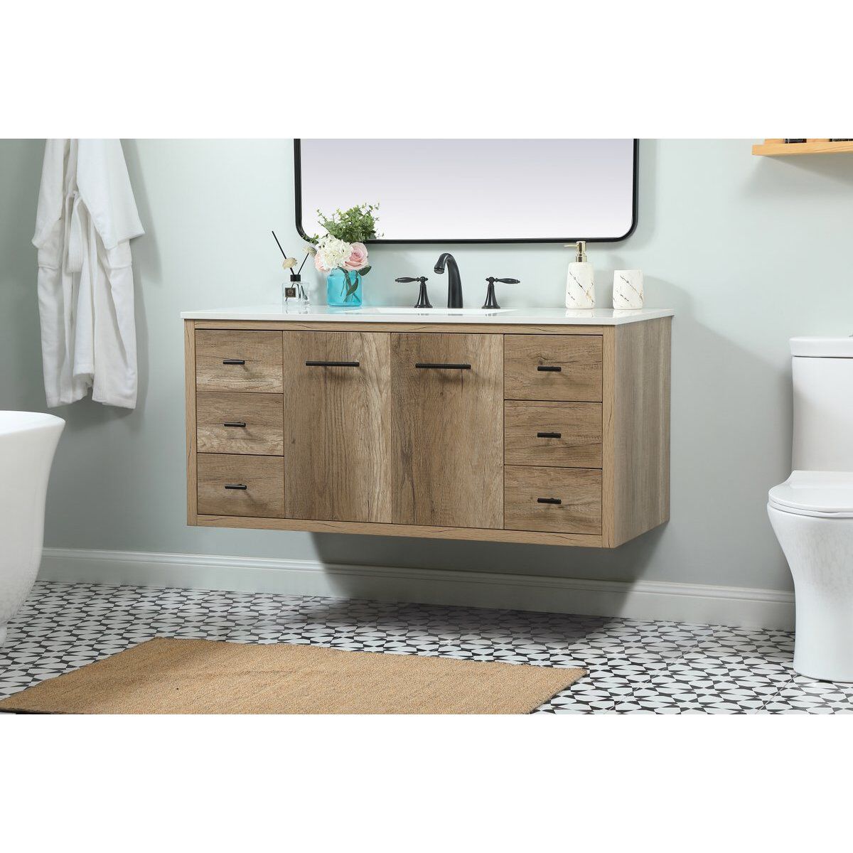 Cyrus 48 X 22 X 34 inch Natural Oak Vanity Sink Set