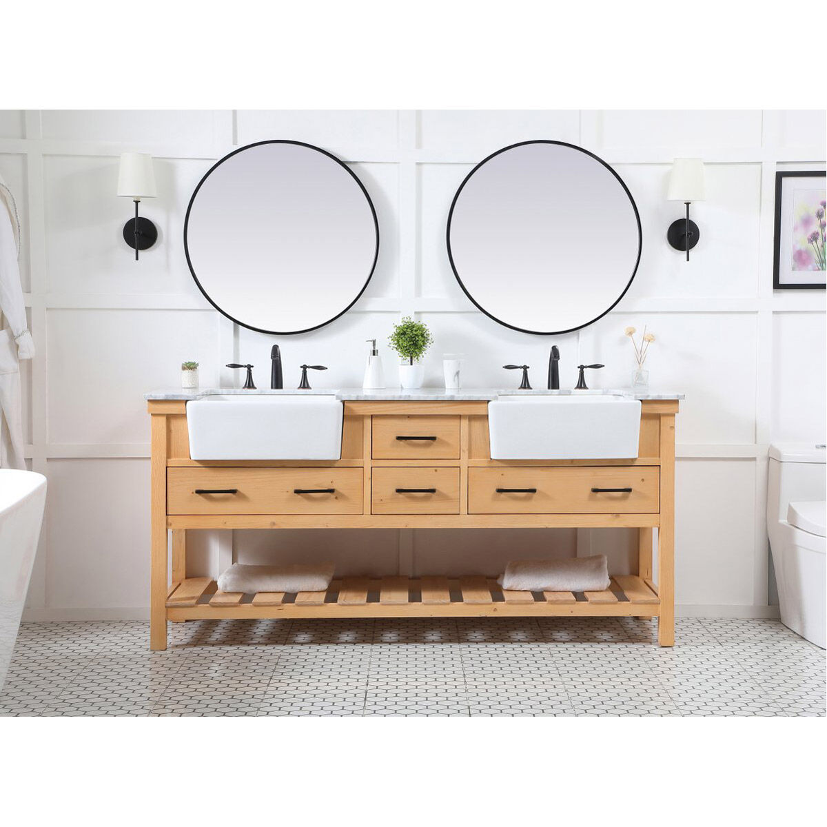 Clement 72 X 22 X 34 inch Natural Wood Bathroom Vanity Cabinet