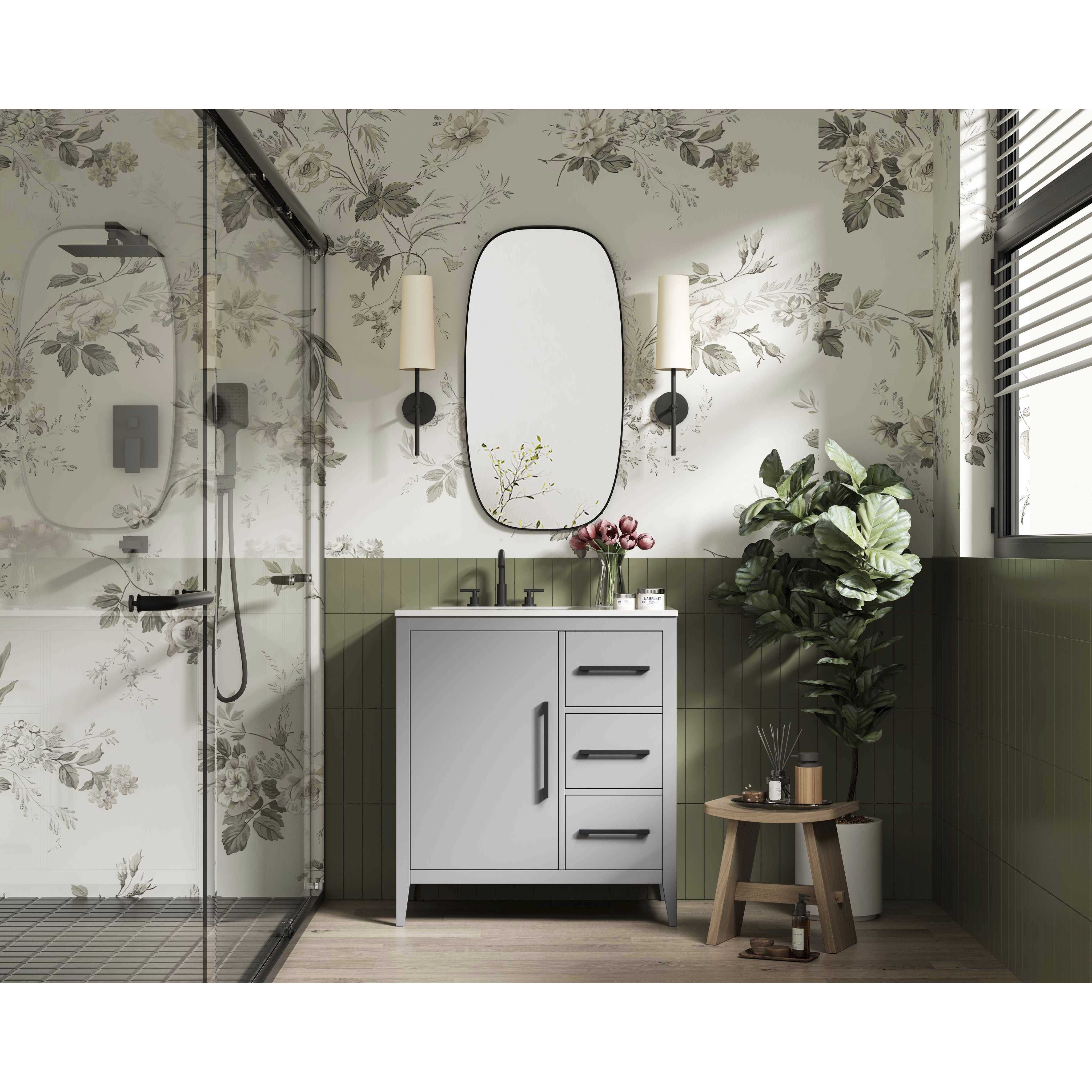Millie 32 X 35 inch Grey Bathroom Vanity Cabinet
