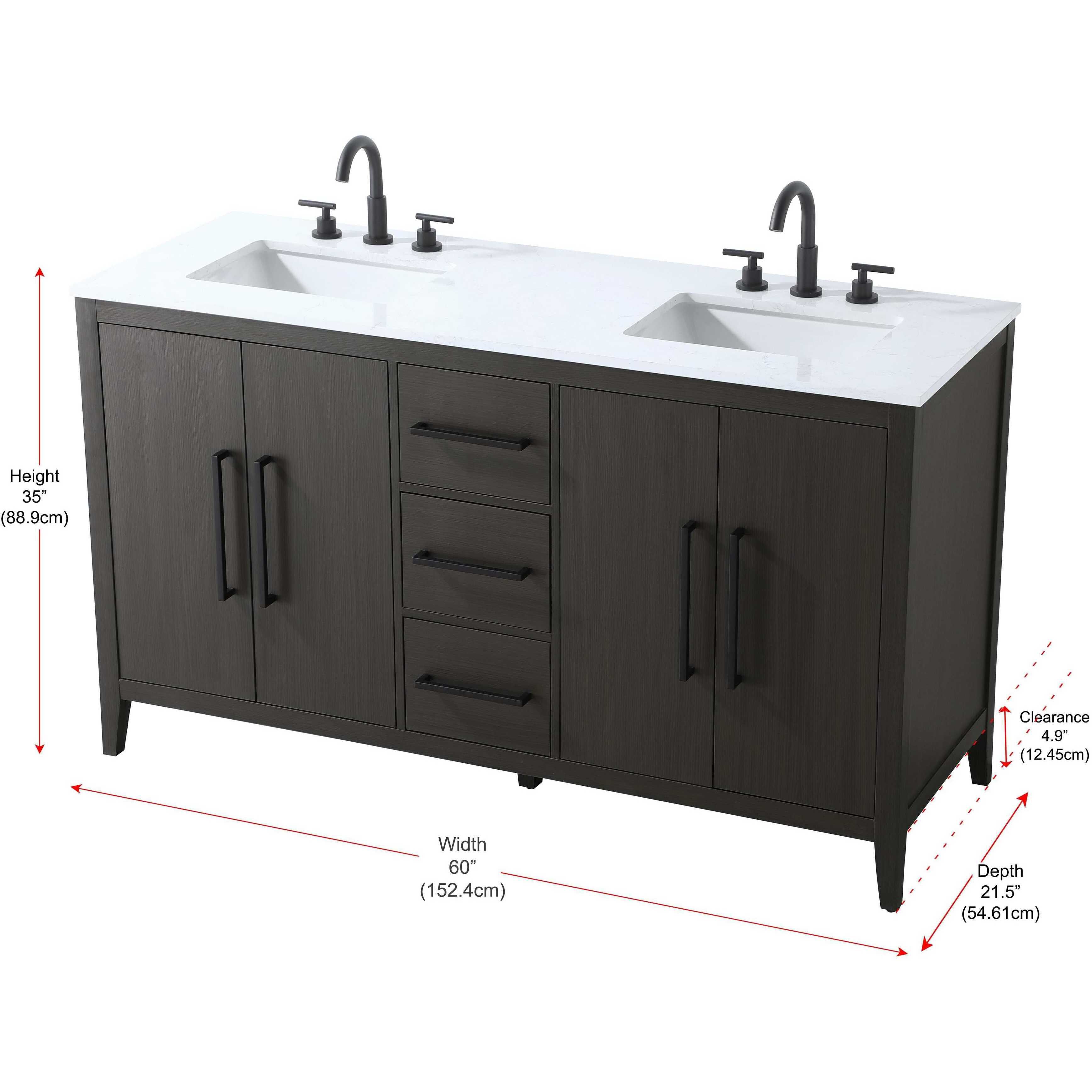 Millie 60 X 35 inch Mocha Brown Bathroom Vanity Cabinet