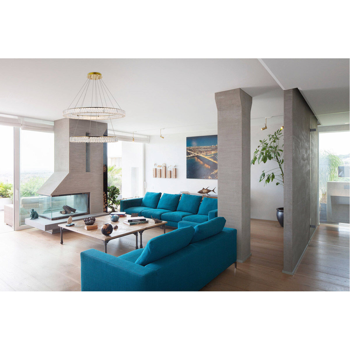 Monroe LED 42 inch Gold Chandelier Ceiling Light