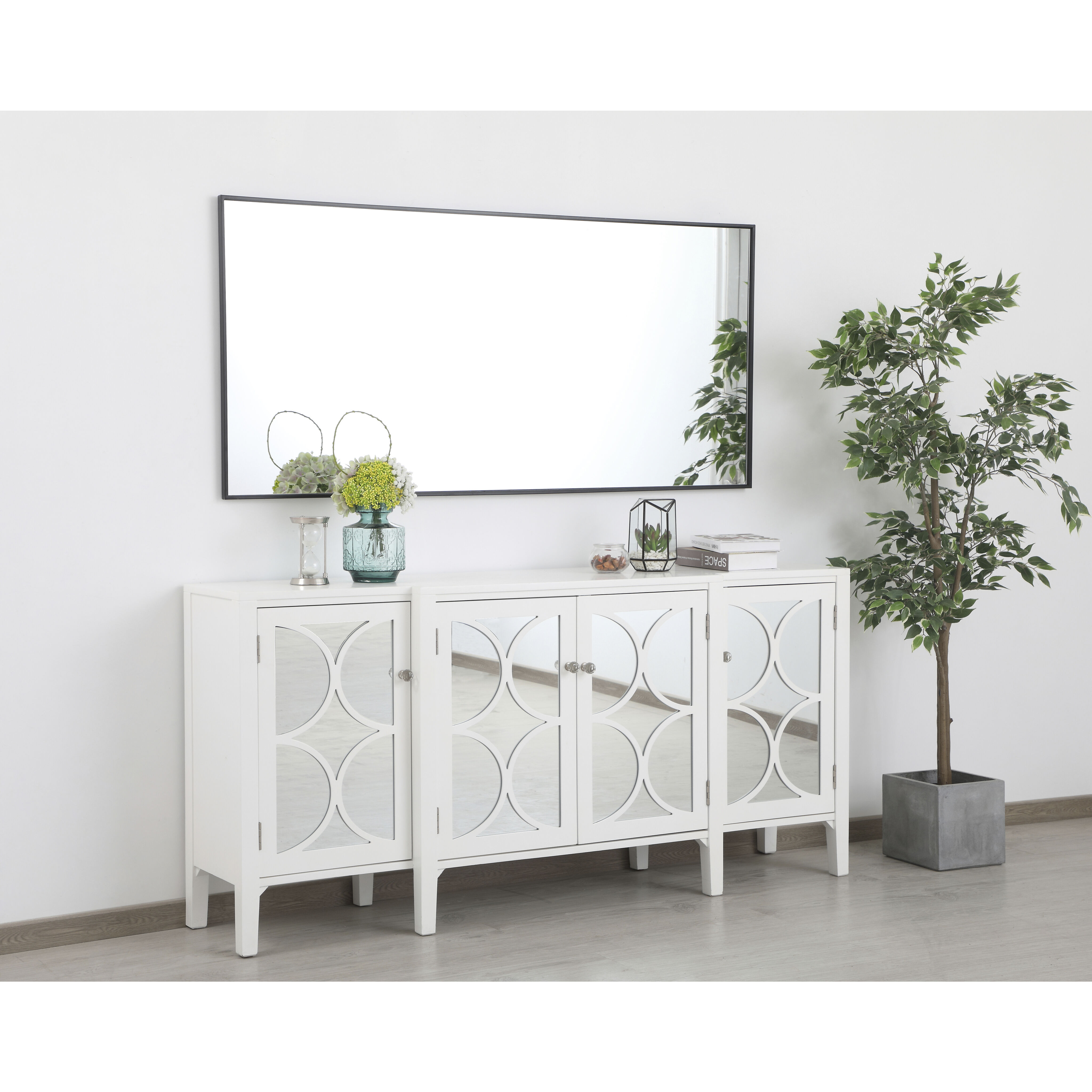 Monet 60 X 30 inch Black Wall Mirror