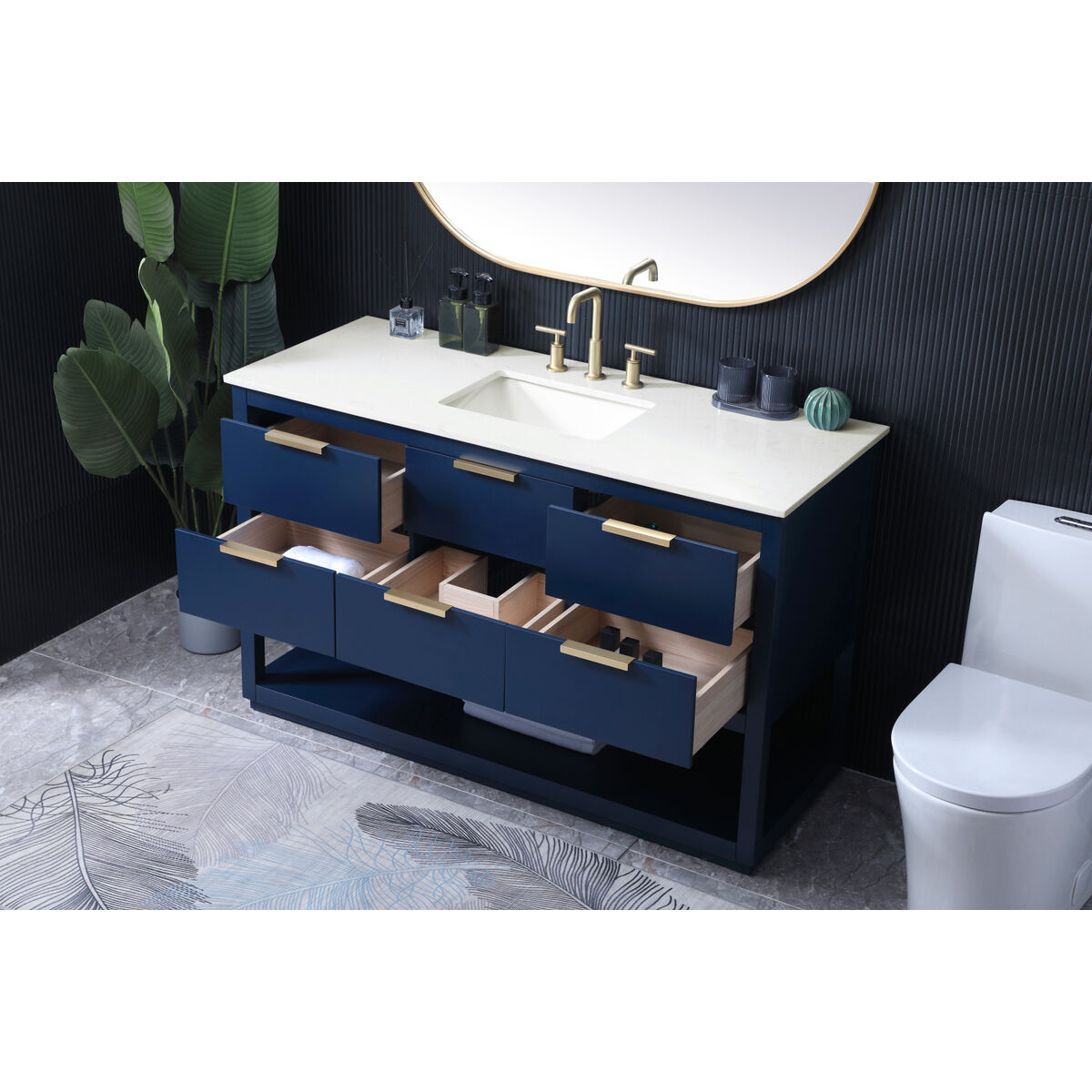 Larkin 54 X 22 X 34 inch Blue Vanity Sink Set