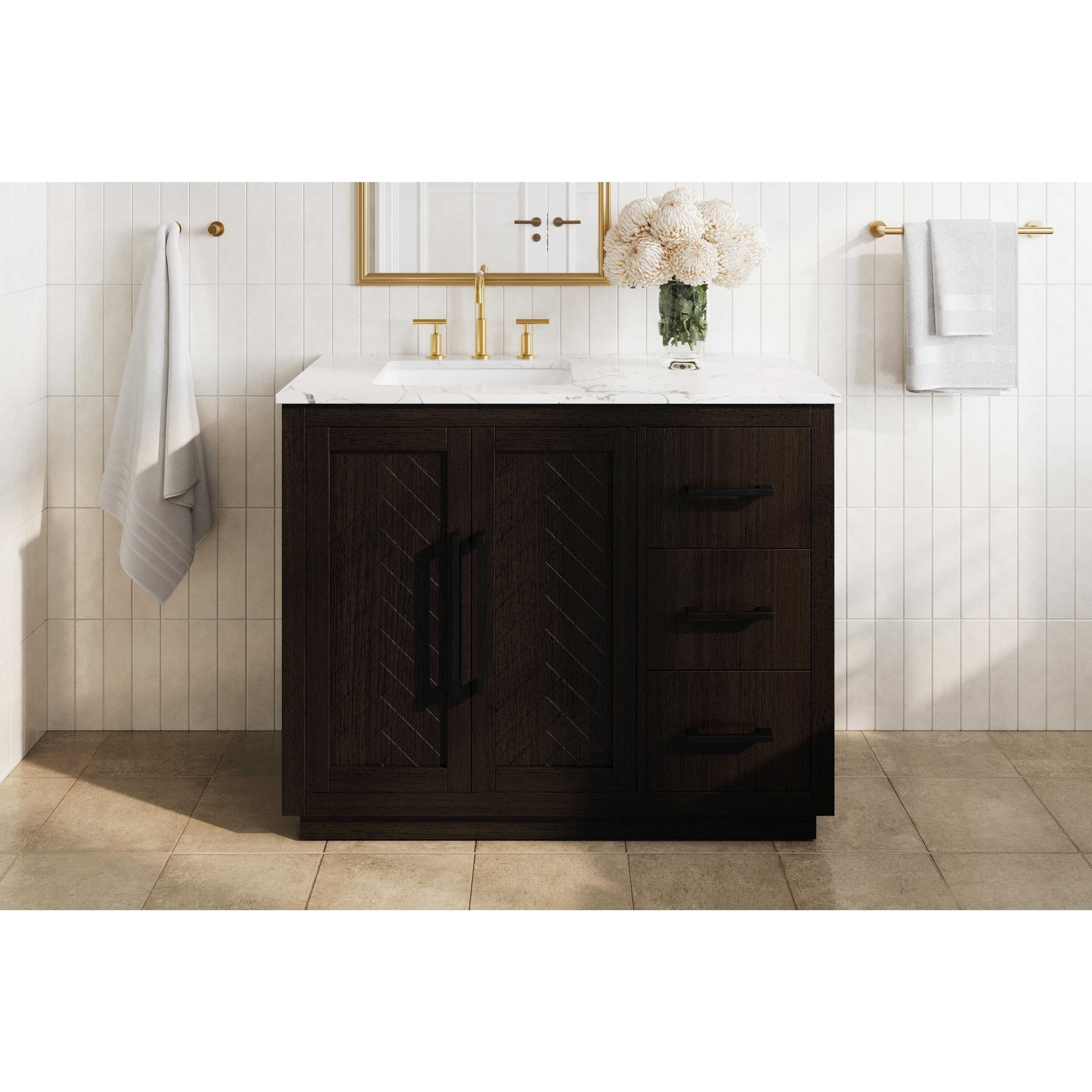 Chase 42 X 34 inch Chocolate Oak Bathroom Vanity Cabinet
