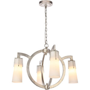 Harlow Nights 4 Light 28 inch Antique Silver Leaf Chandelier Ceiling Light, Urban Classic