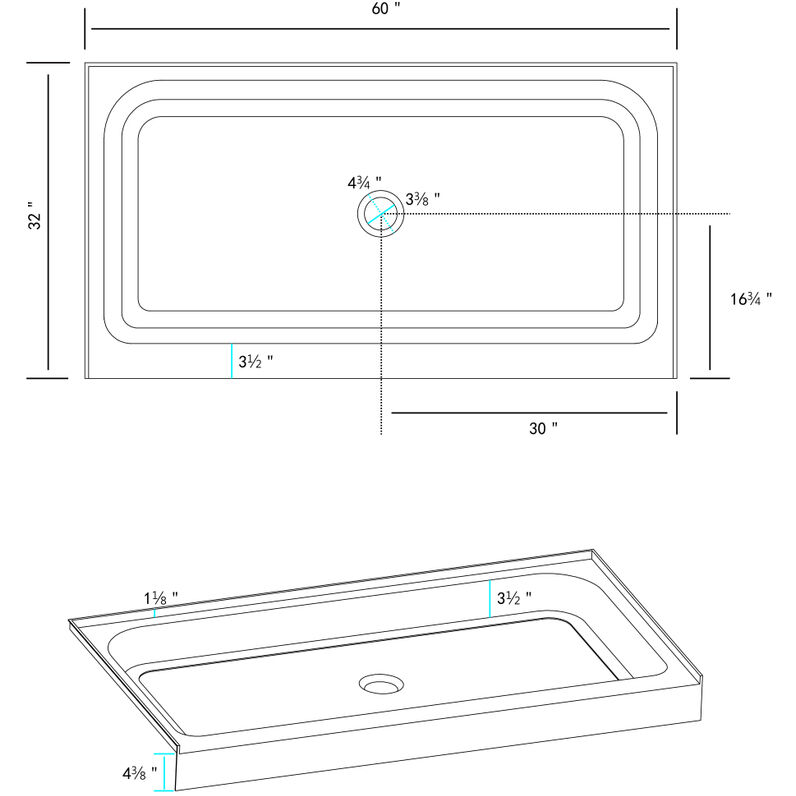 Laredo Glossy White Shower Base