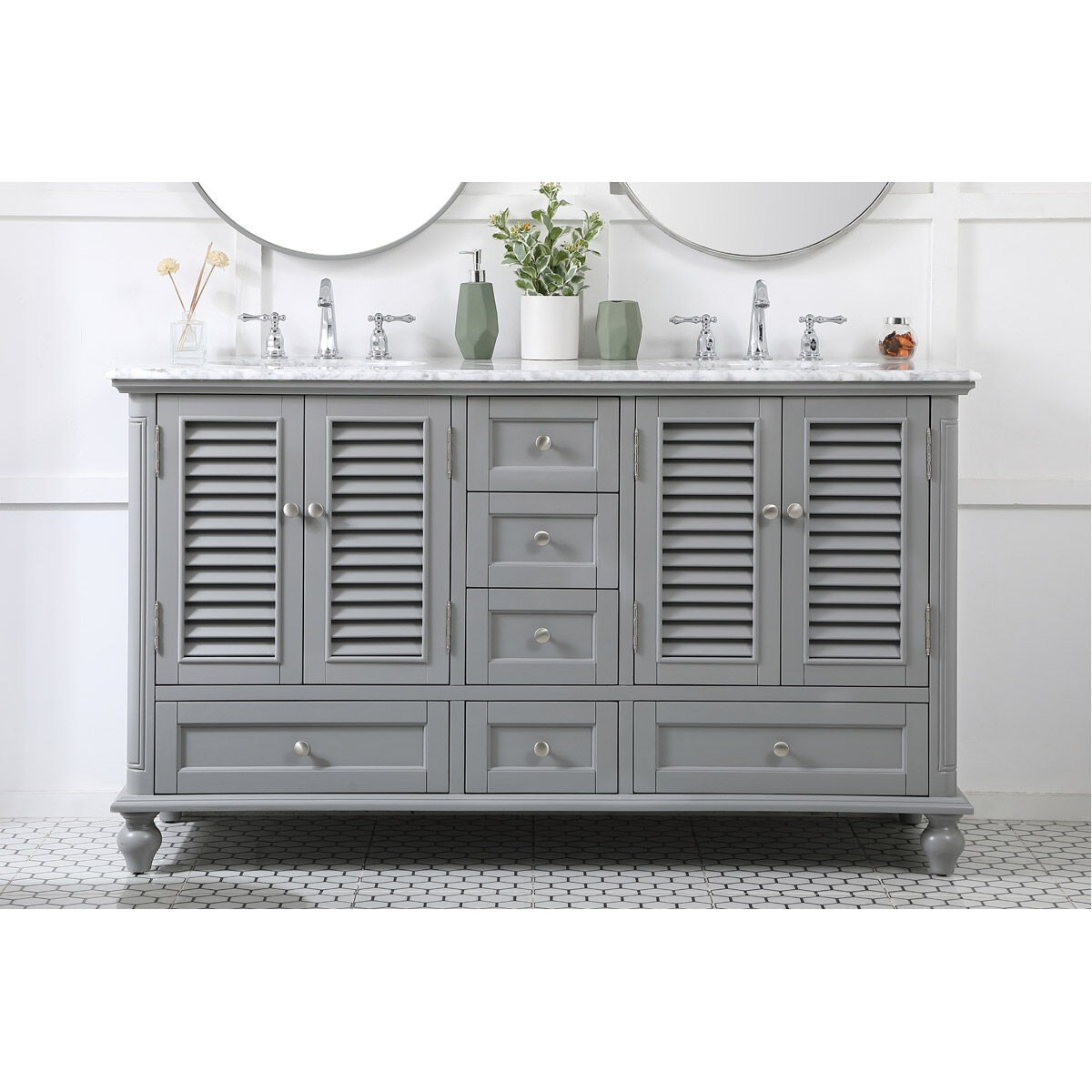 Rhodes 60 X 22 X 35 inch Grey Vanity Sink Set