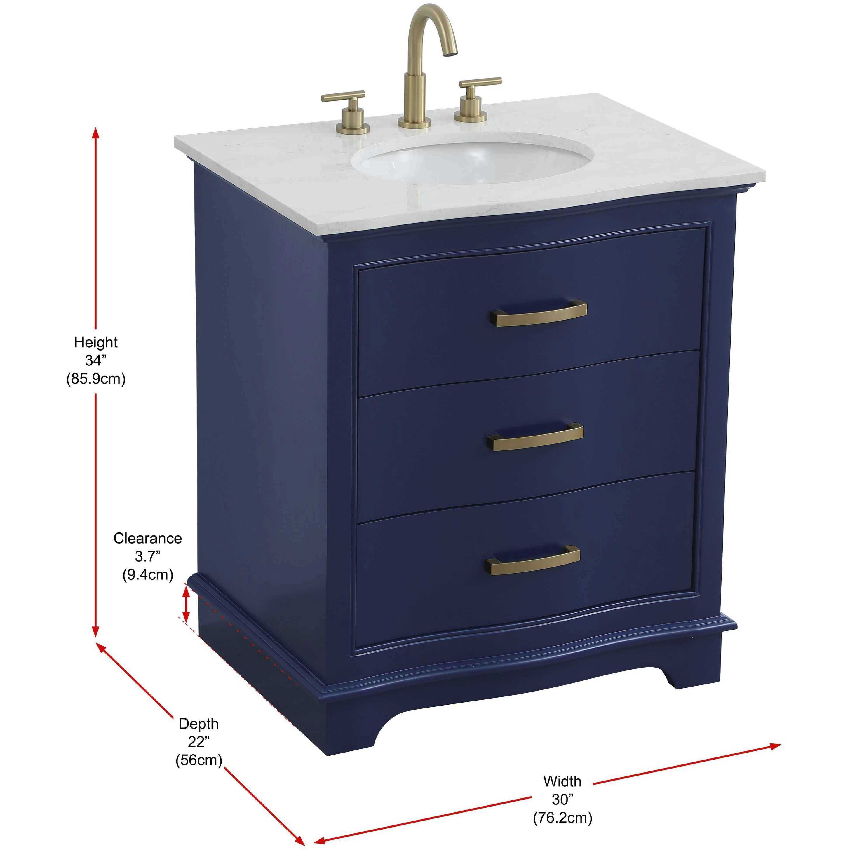 Knox 30 X 34 inch Blue Bathroom Vanity Cabinet