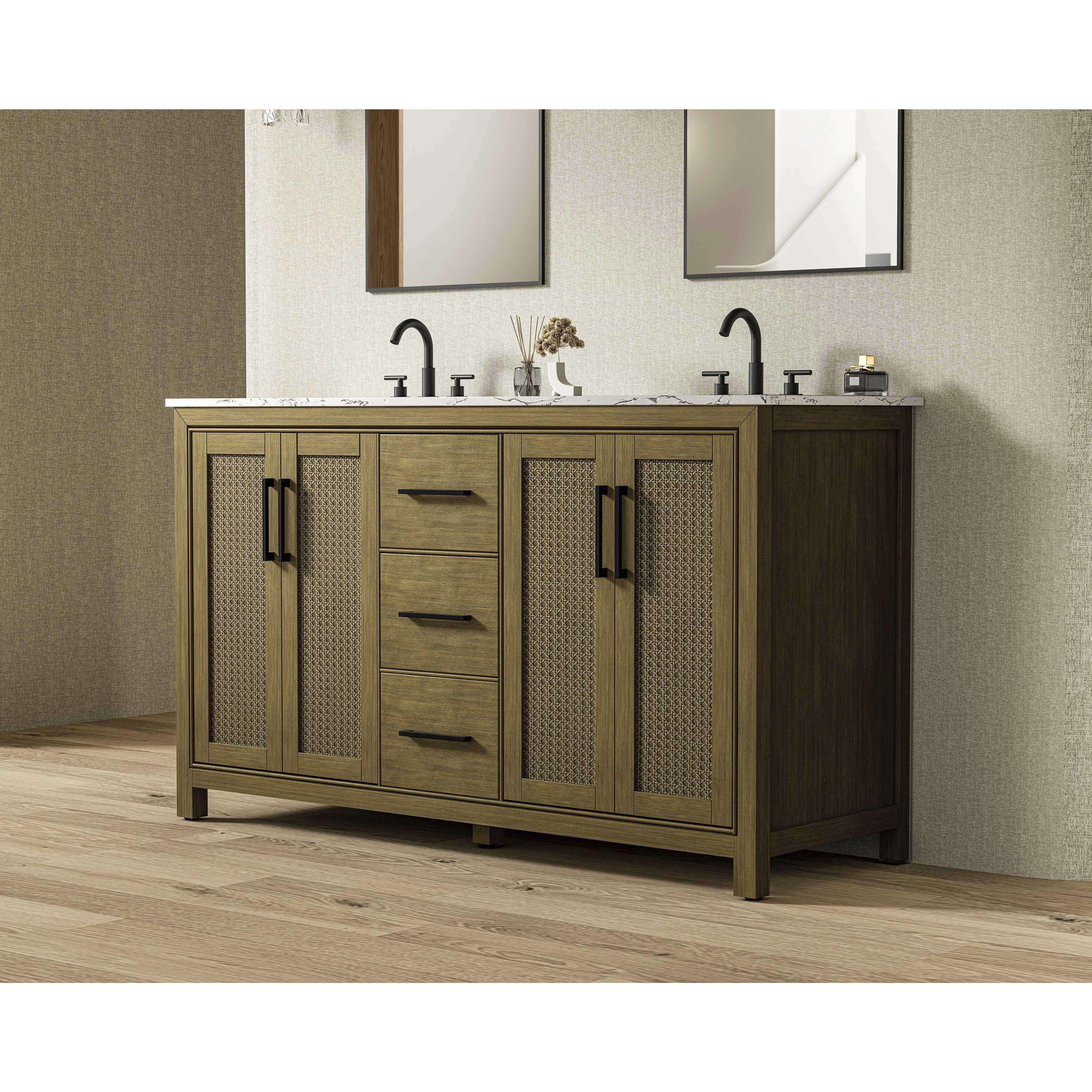 Alina 60 X 34 inch Hazel Oak Bathroom Vanity Cabinet