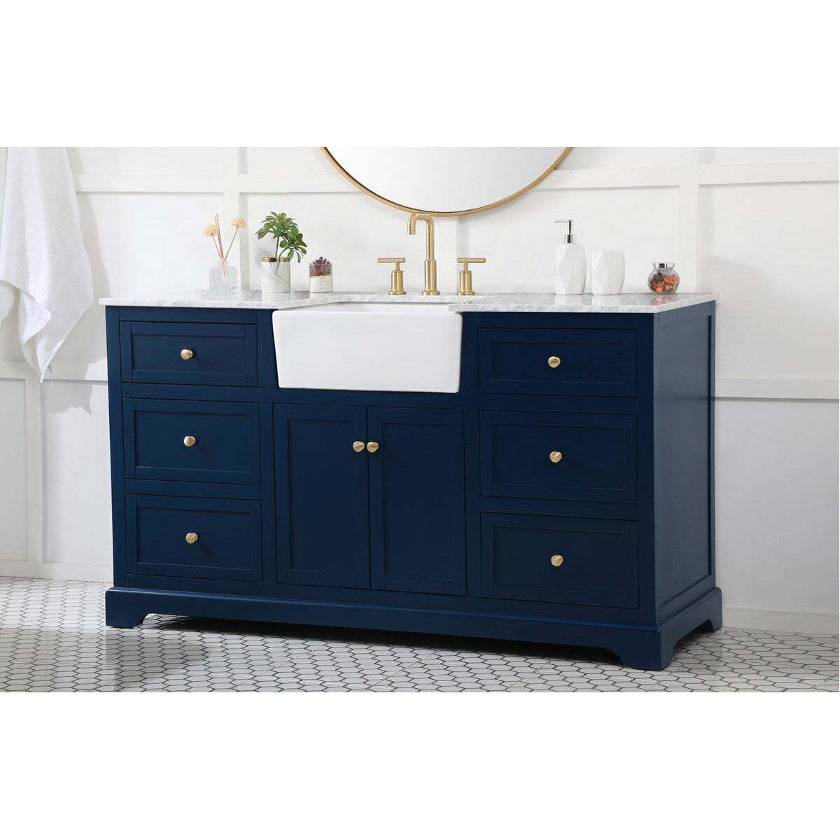 Franklin 60 X 22 X 35 inch Blue Bathroom Vanity Cabinet