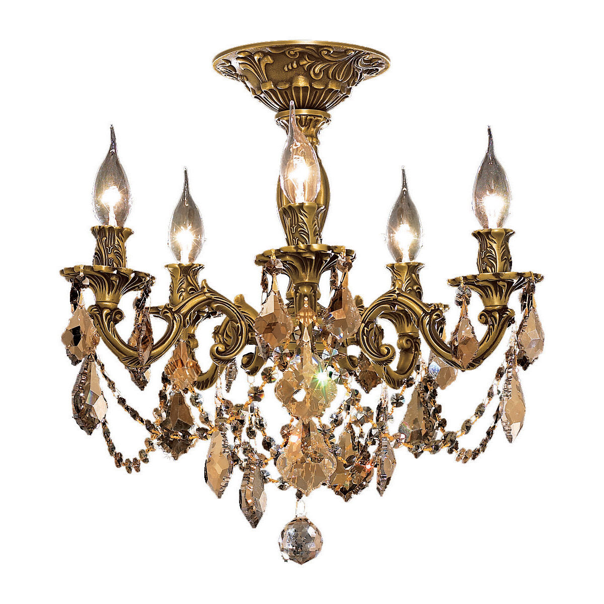 Rosalia 5 Light 18 inch French Gold Flush Mount Ceiling Light in Golden Teak, Royal Cut