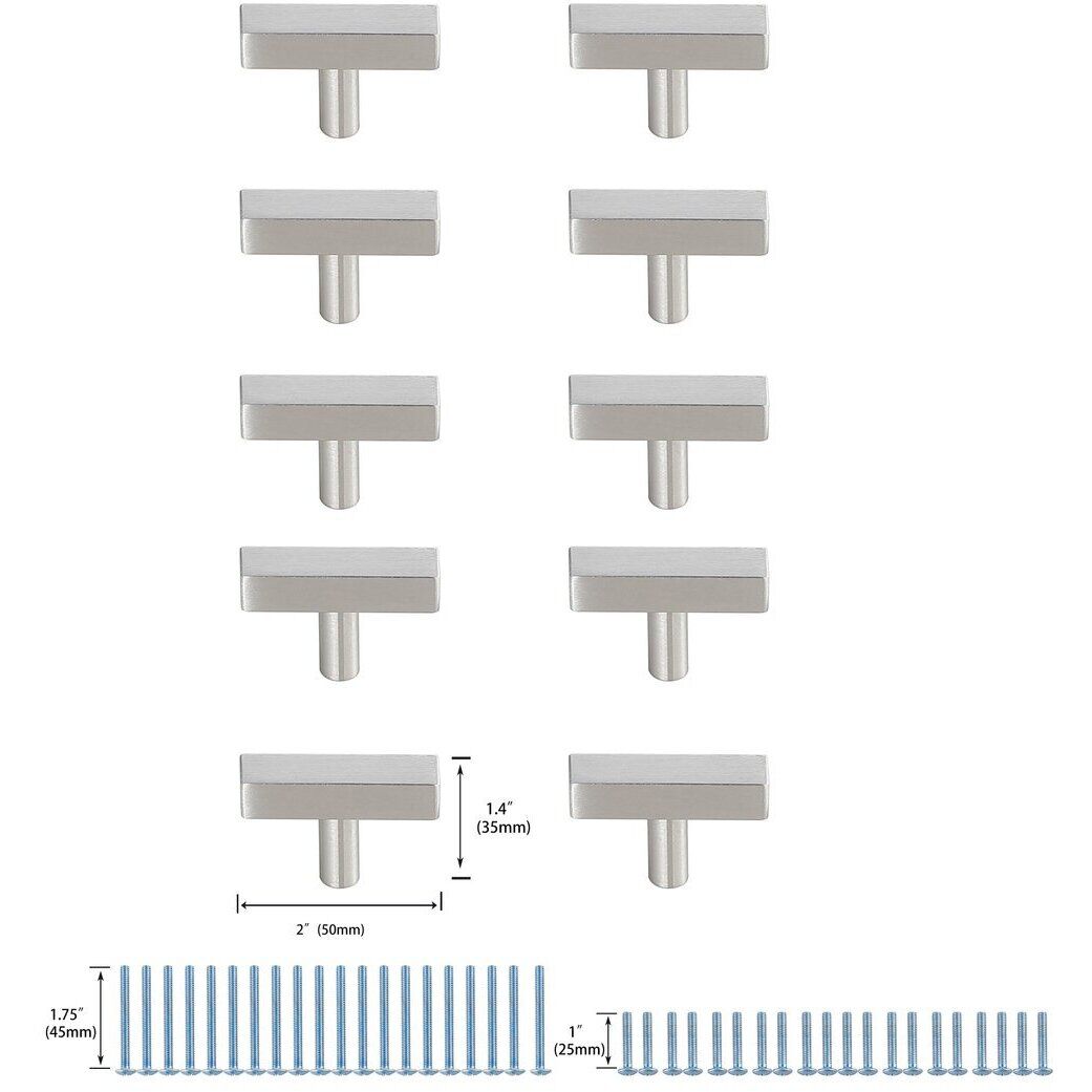 Dior Brushed Nickel Hardware Drawer Pull, Set of 10