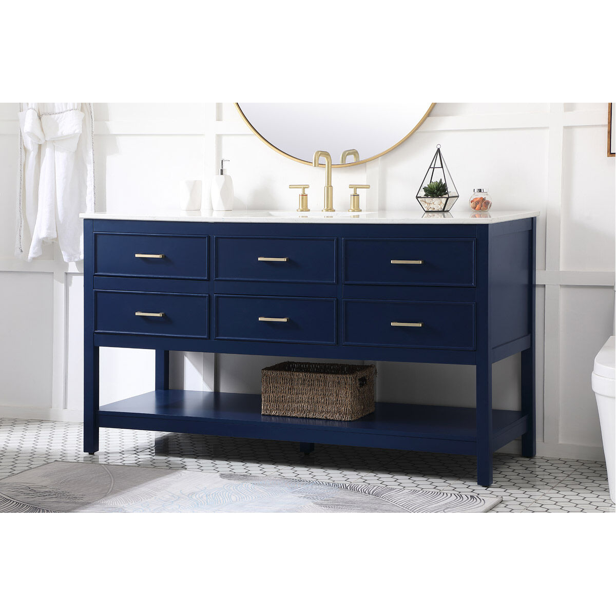 Sinclaire 60 X 22 X 34 inch Blue Vanity Sink Set