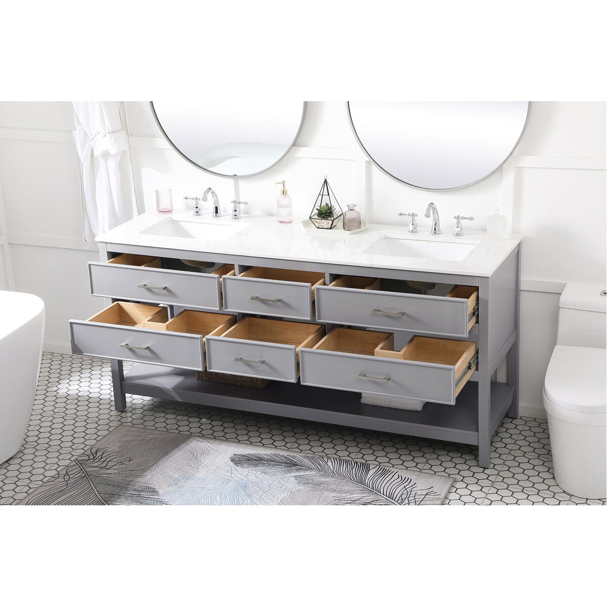 Sinclaire 72 X 22 X 34 inch Gray Vanity Sink Set