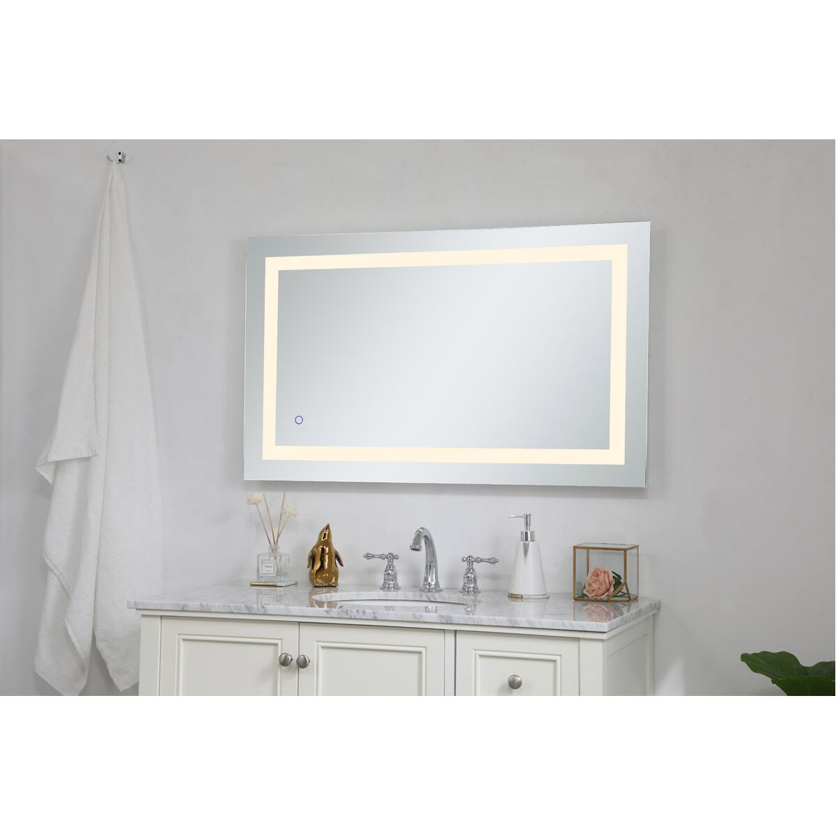 Helios 40 X 24 inch Silver Lighted Wall Mirror