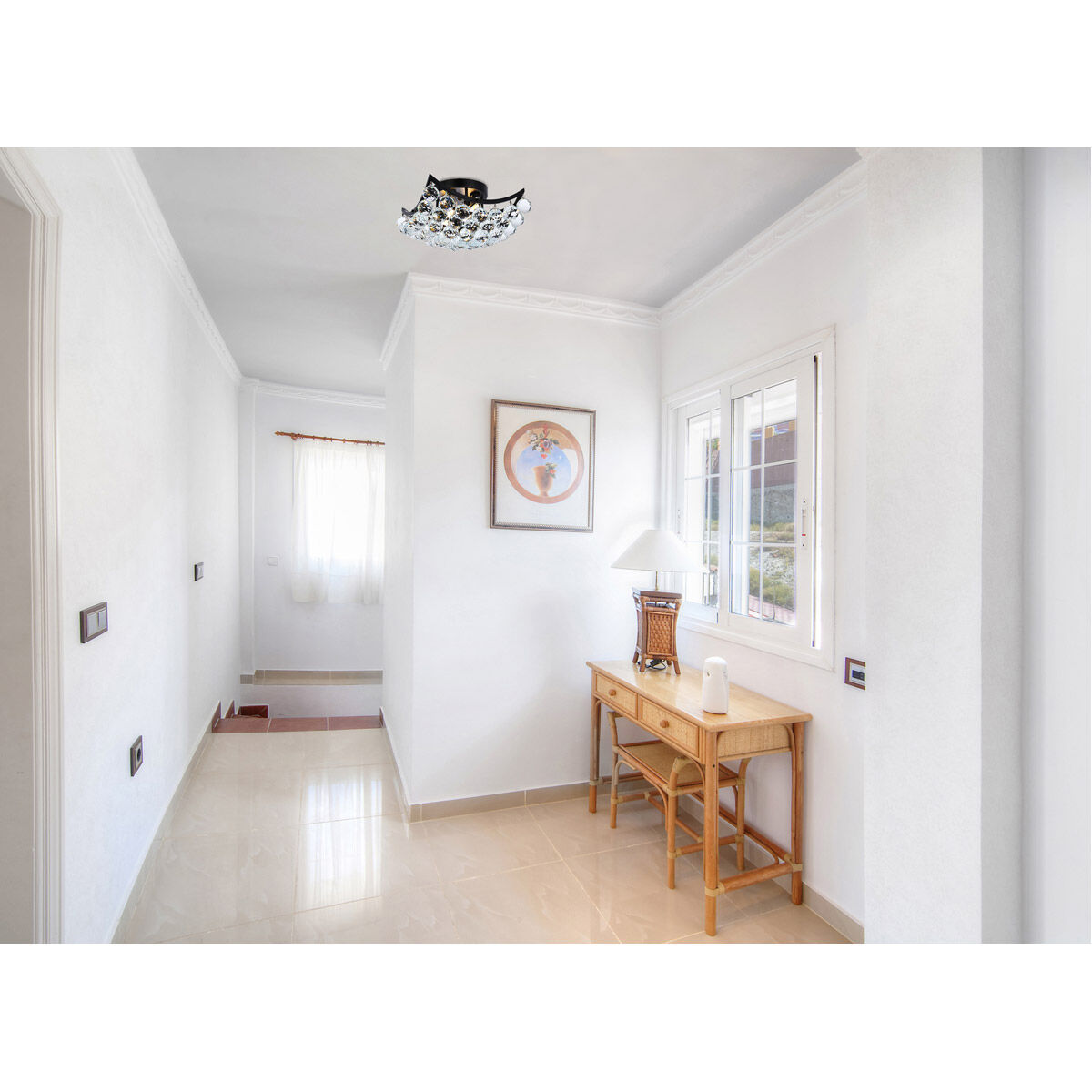 Corona 4 Light 12 inch Black Flush Mount Ceiling Light in Royal Cut 