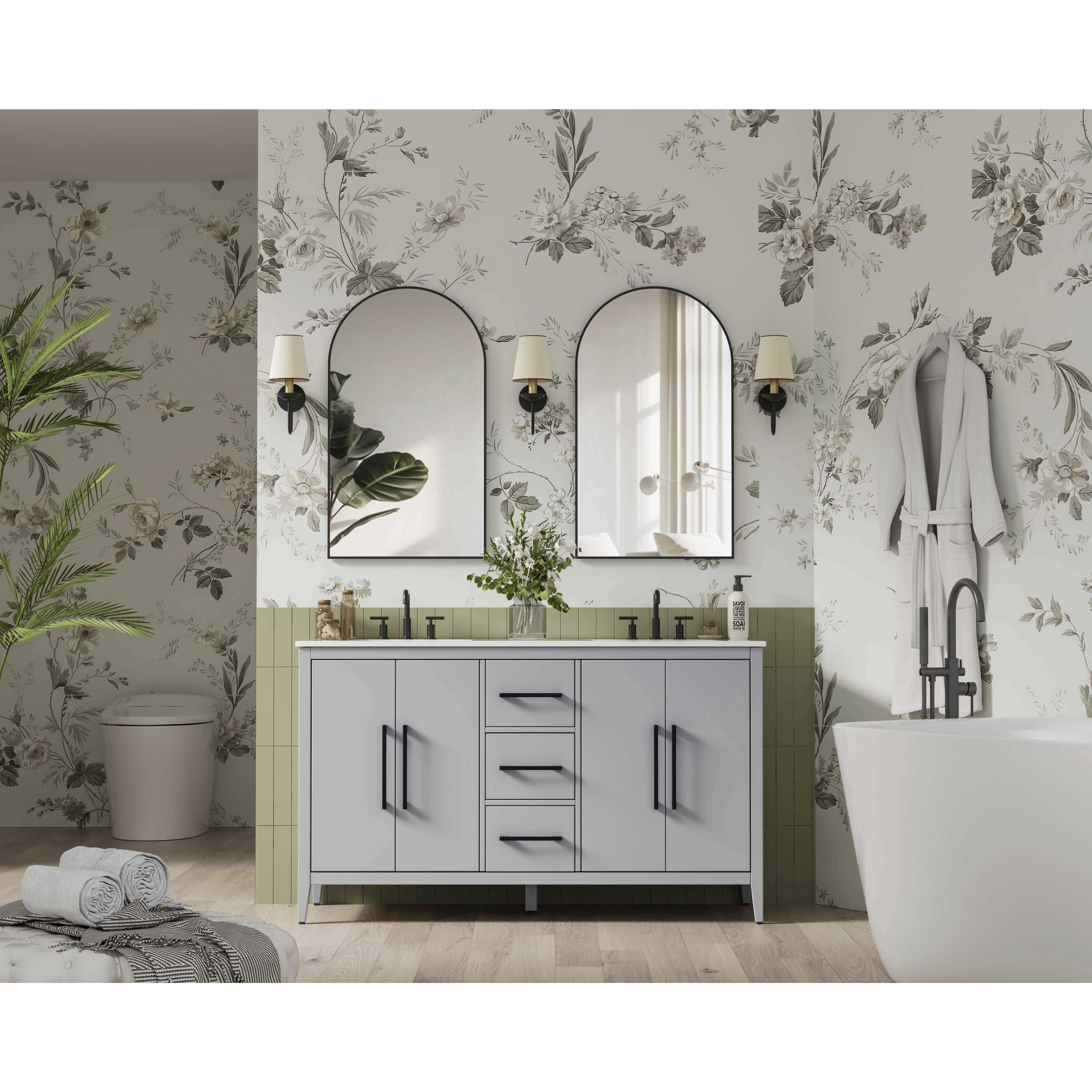 Millie 60 X 35 inch Grey Bathroom Vanity Cabinet
