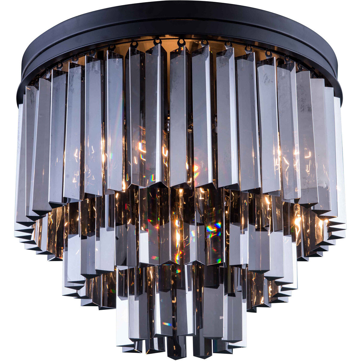 Sydney 9 Light 20 inch Matte Black Flush Mount Ceiling Light in Silver Shade, Urban Classic