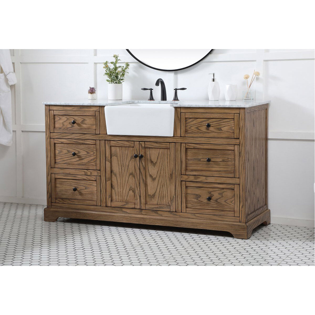 Franklin 60 X 22 X 35 inch Driftwood Bathroom Vanity Cabinet