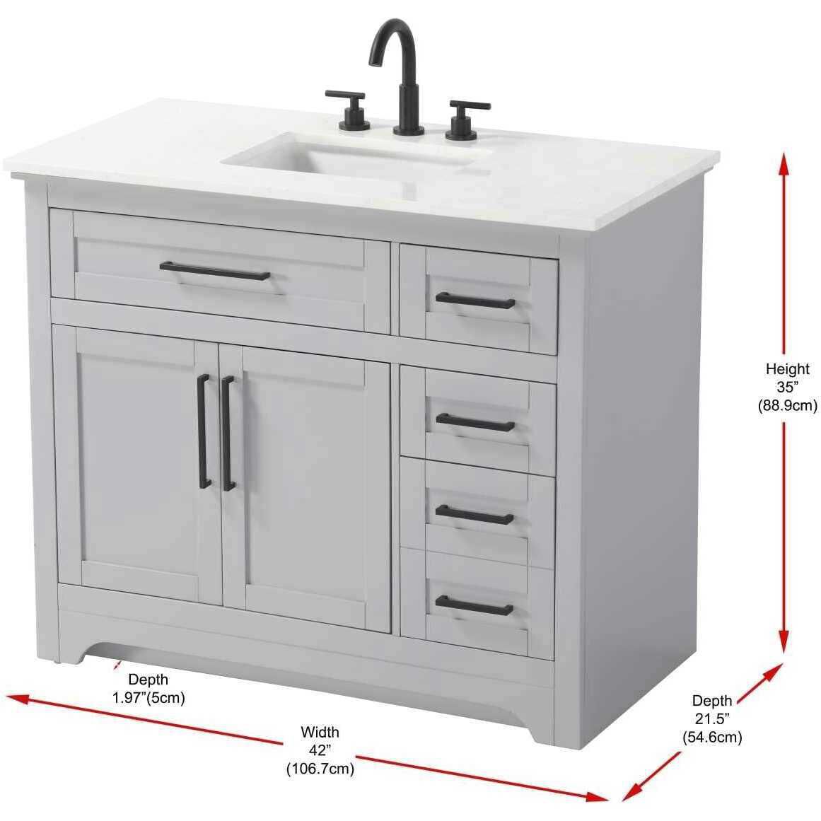 Remington 42 X 35 inch Grey Bathroom Vanity Cabinet