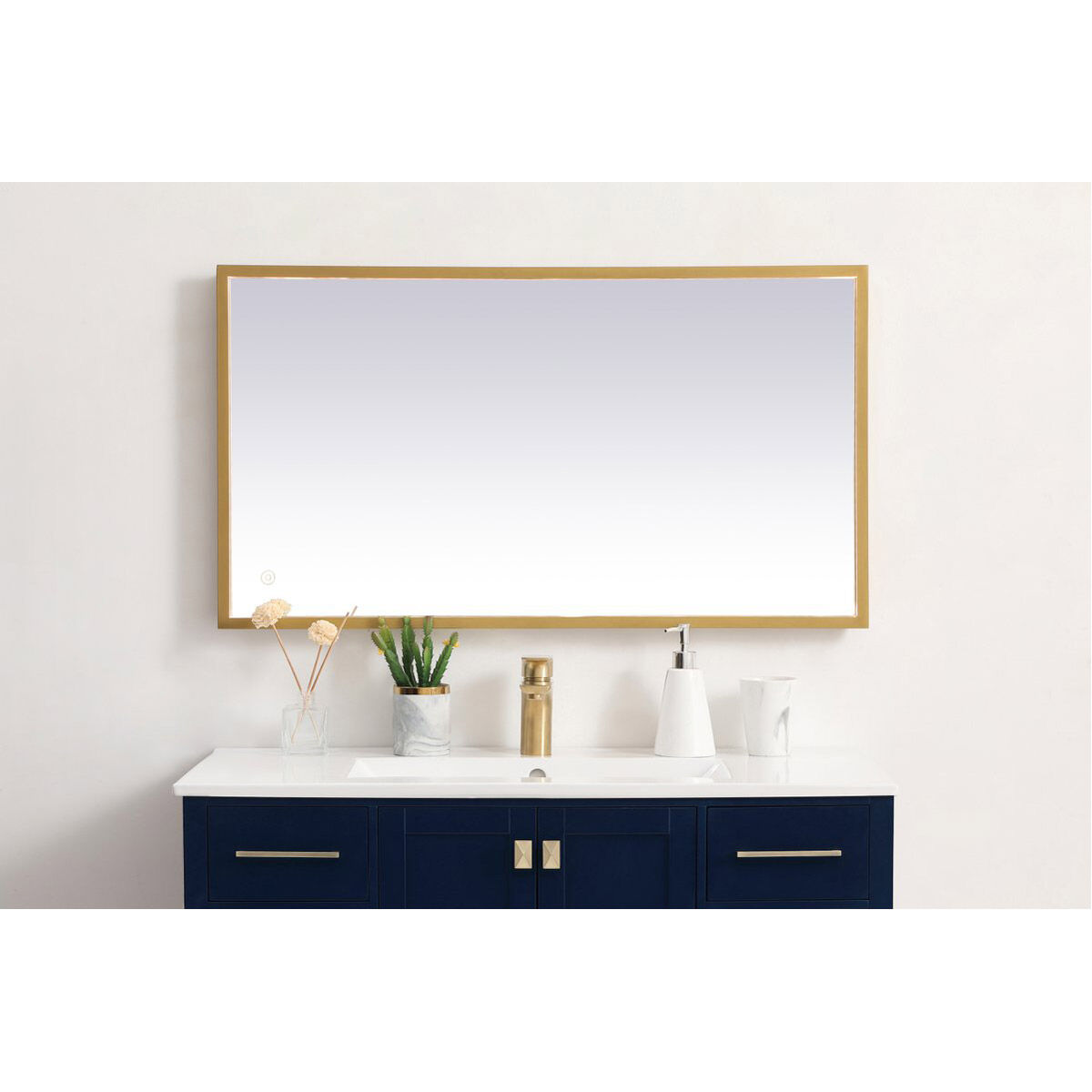 Pier 36 X 18 inch Brass LED Mirror