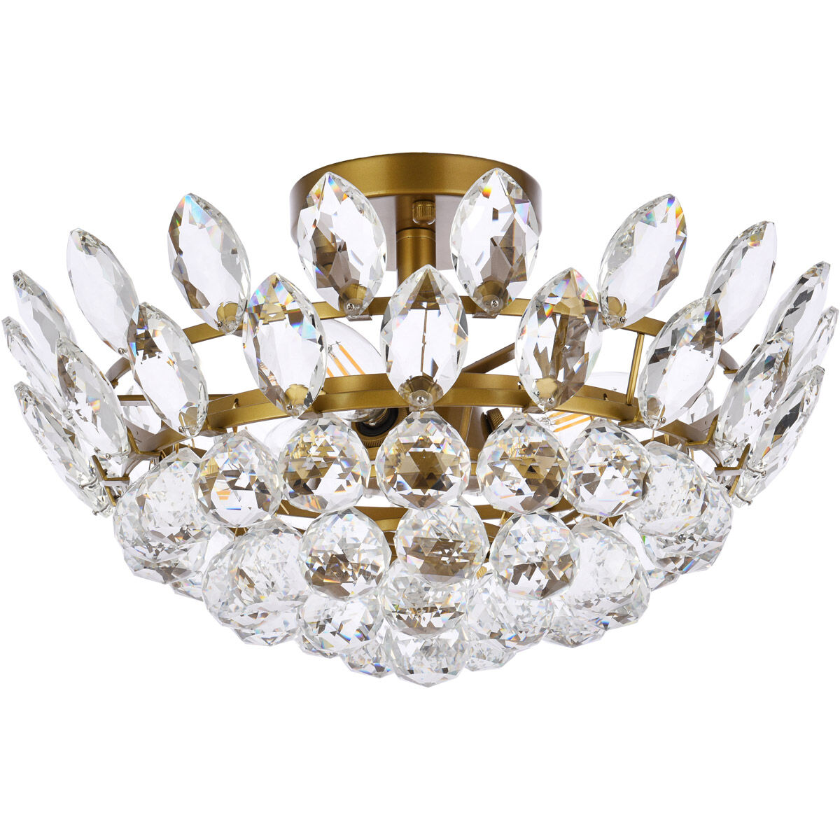 Emilia 3 Light 16 inch Brass Flush Mount Ceiling Light